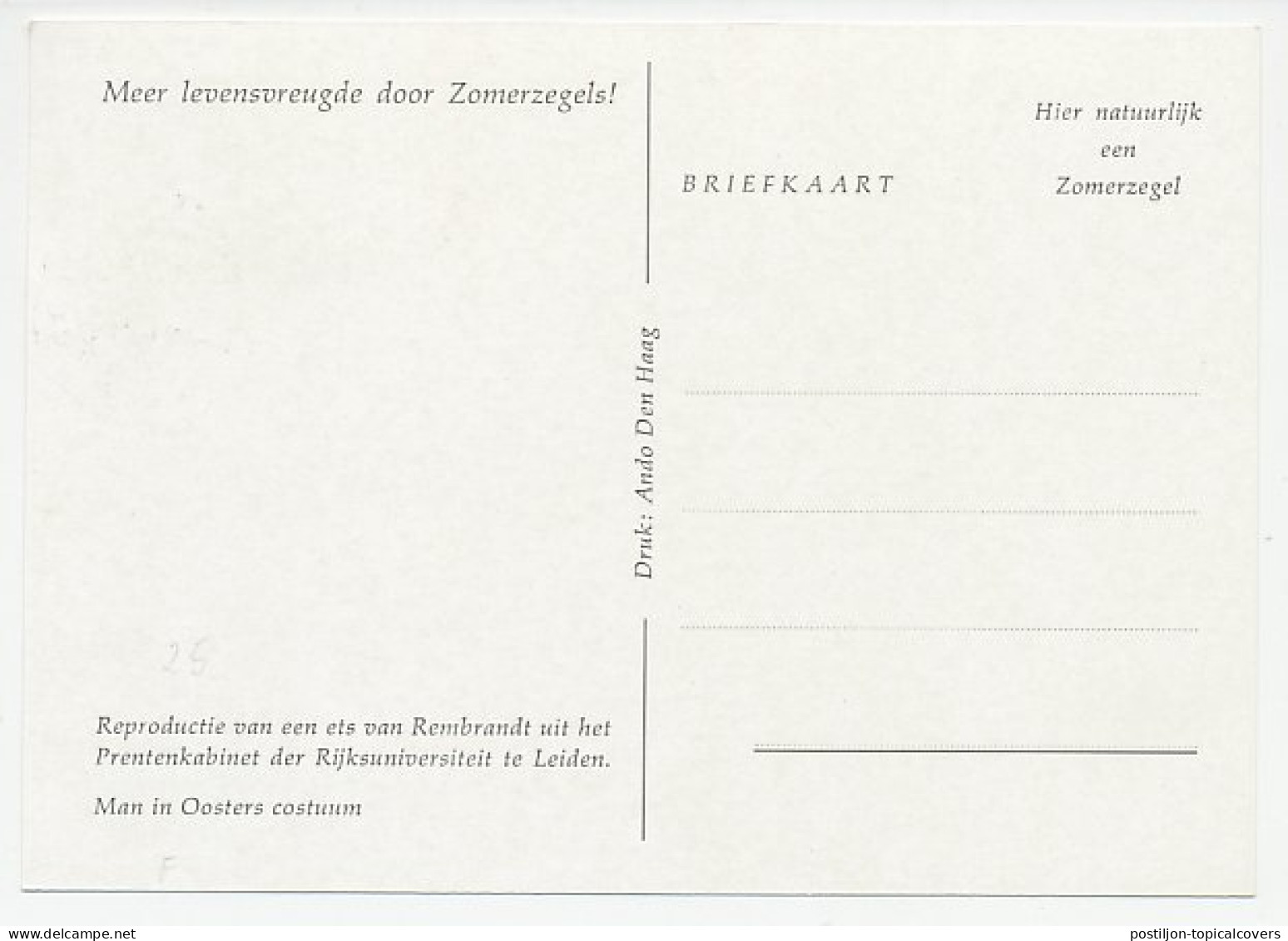 Maximum Card Netherlands 1956 Rembrandt - Man Standing In Oriental Costume  - Otros & Sin Clasificación