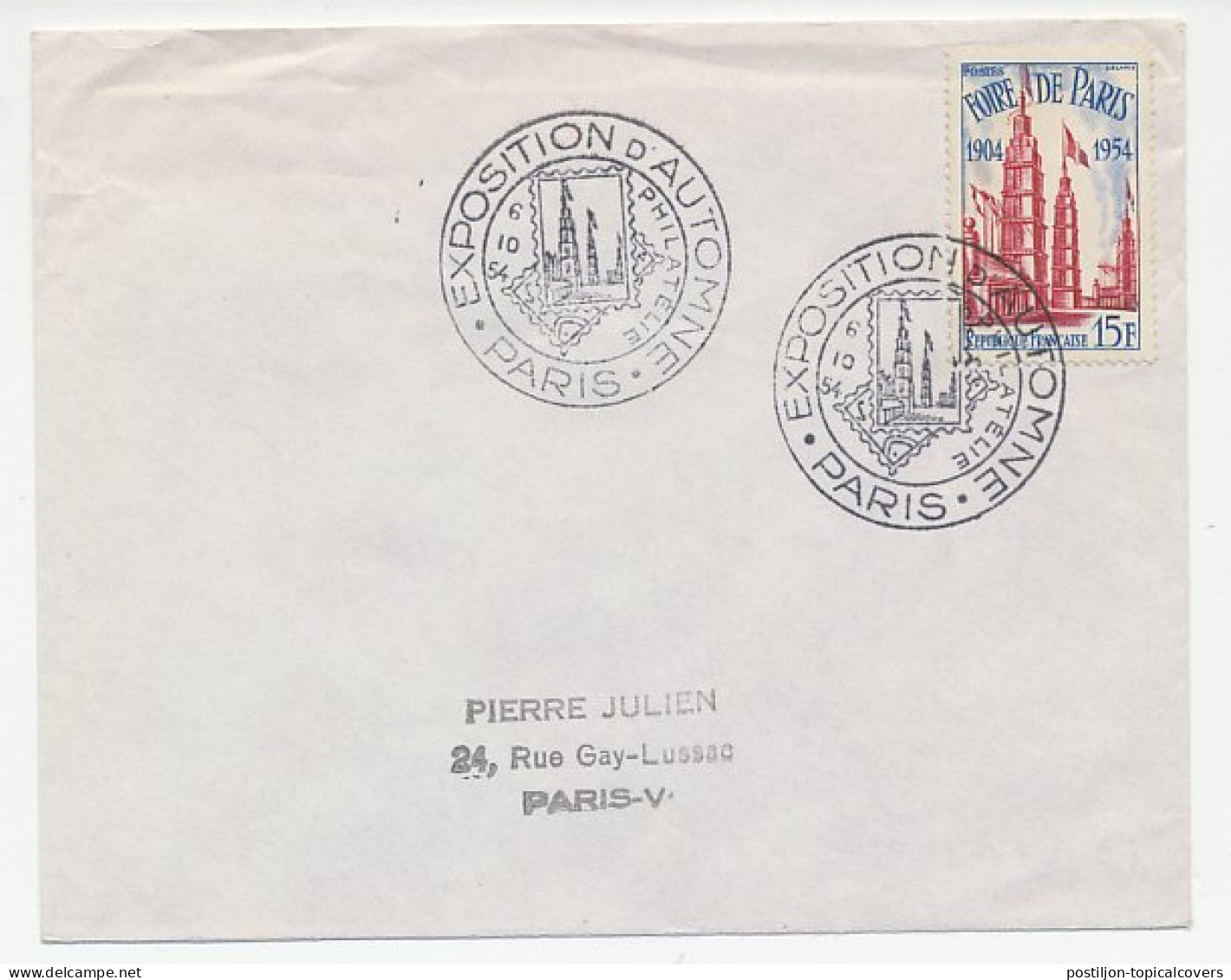 Cover / Postmark France 1954 Philatelic Exhibition - Andere & Zonder Classificatie