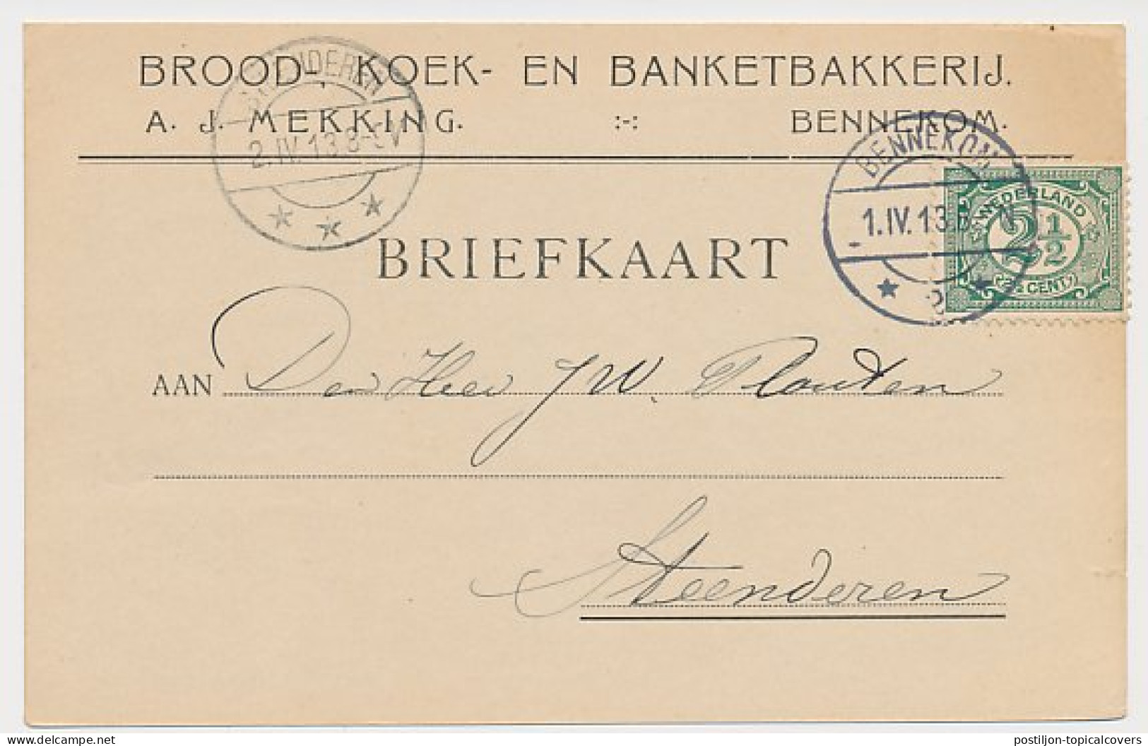 Firma Briefkaart Bennekom 1913 - Brood- Koek- Banketbakkerij - Non Classés