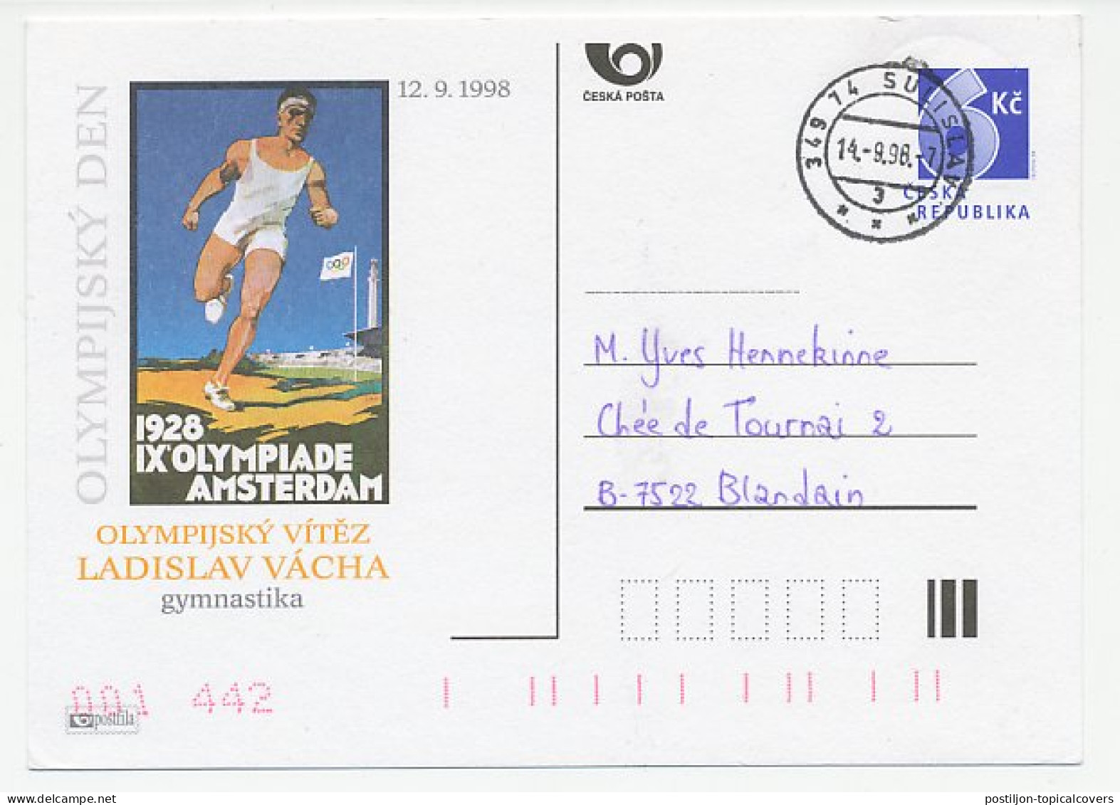 Postal Stationery Czechoslovakia 1998 Olympic Games Amsterdam 1928 - Autres & Non Classés