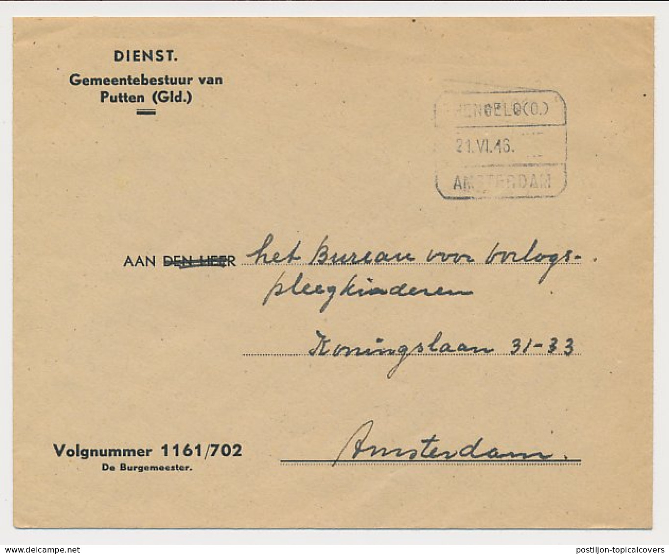 Treinblokstempel : Hengelo (O.) - Amsterdam 1946 - Unclassified