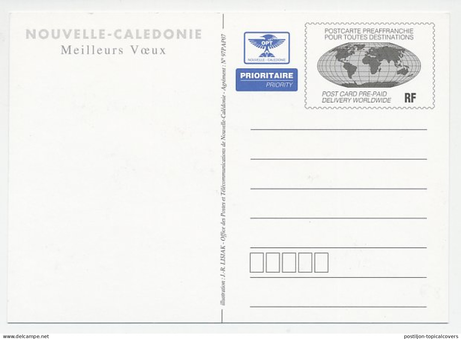 Postal Stationery New Caledonie 1997 Dolphin - Best Wishes - Moon - Andere & Zonder Classificatie
