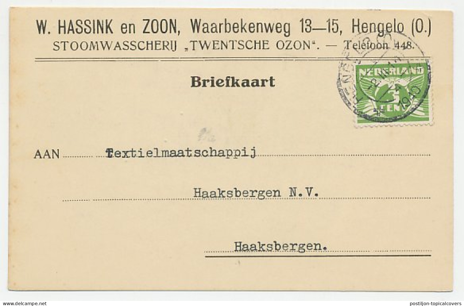 Firma Briefkaart Hengelo 1940 - Stoomwasserij - Non Classés
