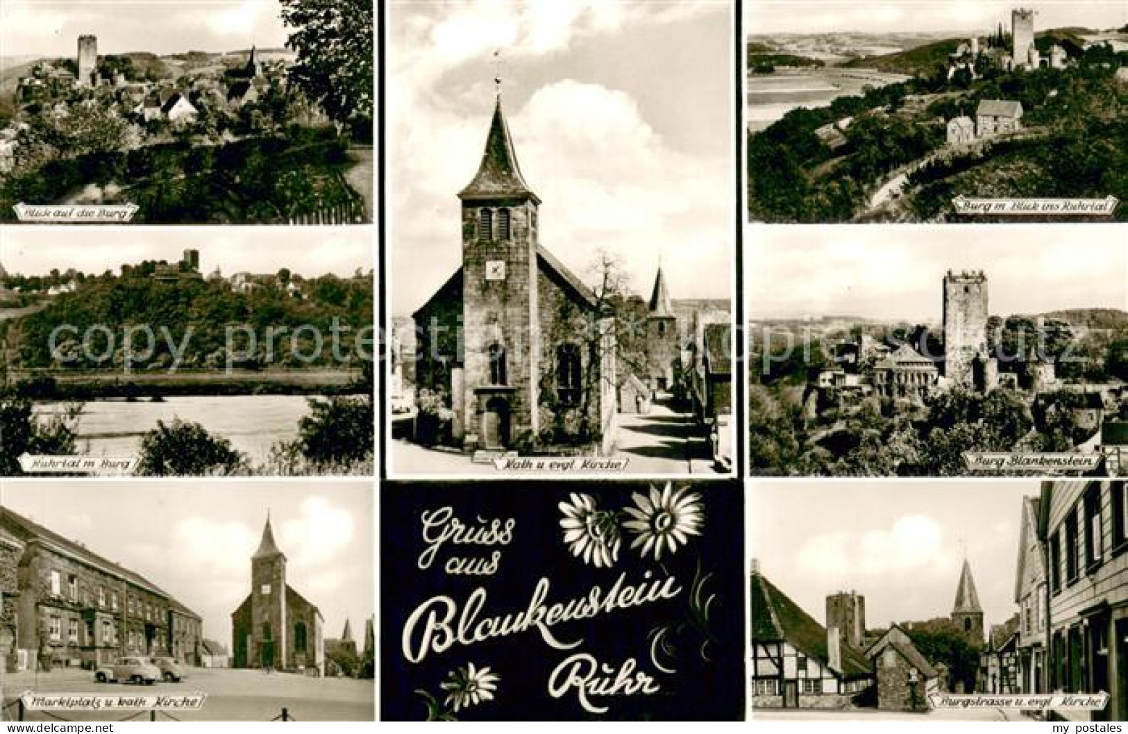 73671989 Blankenstein Ruhr Panorama Ruhrtal Mi Blick Zur Burg Marktplatz Kirche  - Hattingen