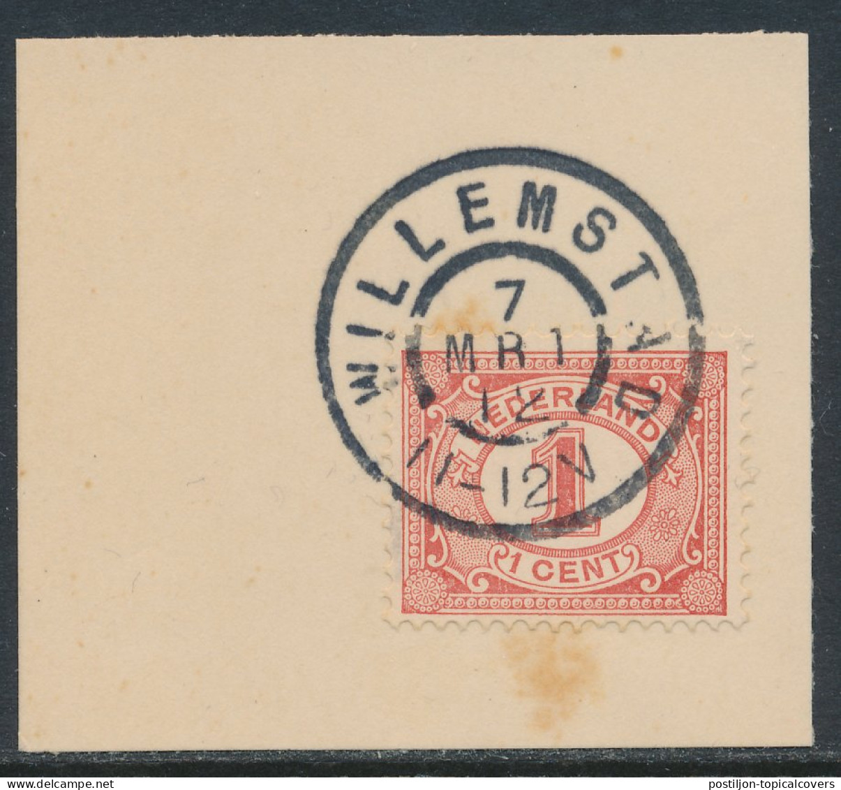 Grootrondstempel Willemstad 1912 - Poststempels/ Marcofilie