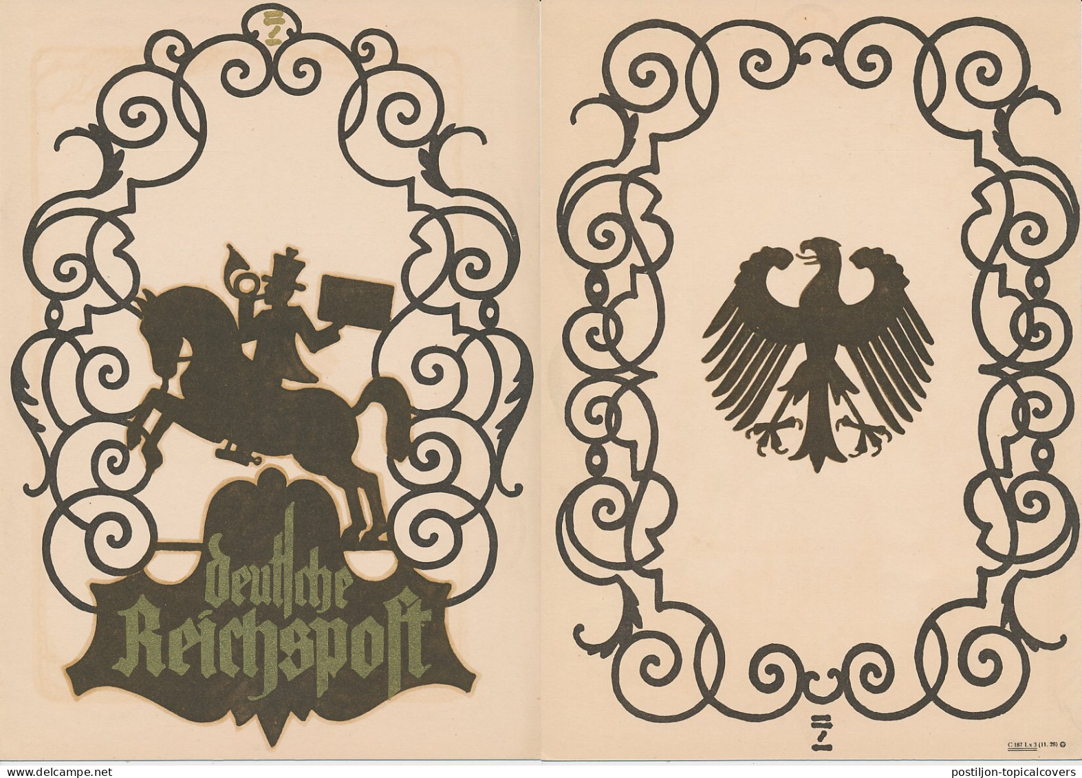 Telegram Germany 1930 - Schmuckblatt Telegramme Postilion - Horse - Horn Blower -Eagle - Autres & Non Classés