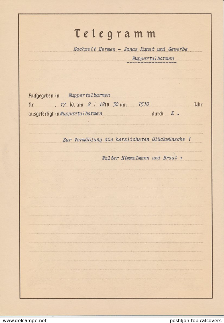 Telegram Germany 1930 - Schmuckblatt Telegramme Postilion - Horse - Horn Blower -Eagle - Other & Unclassified