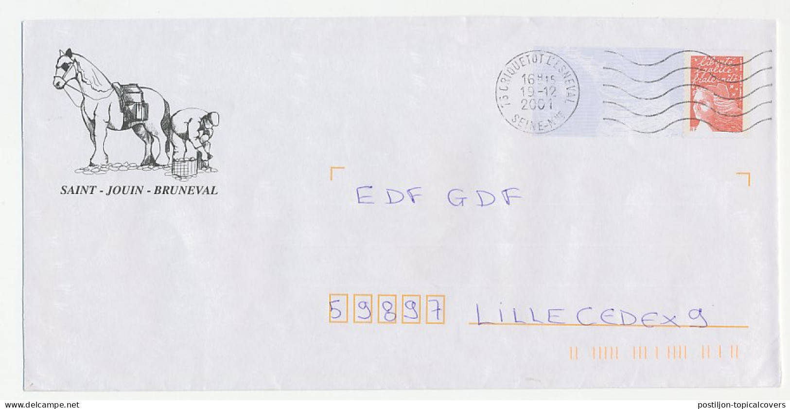 Postal Stationery / PAP France 2001 Horse - Hippisme