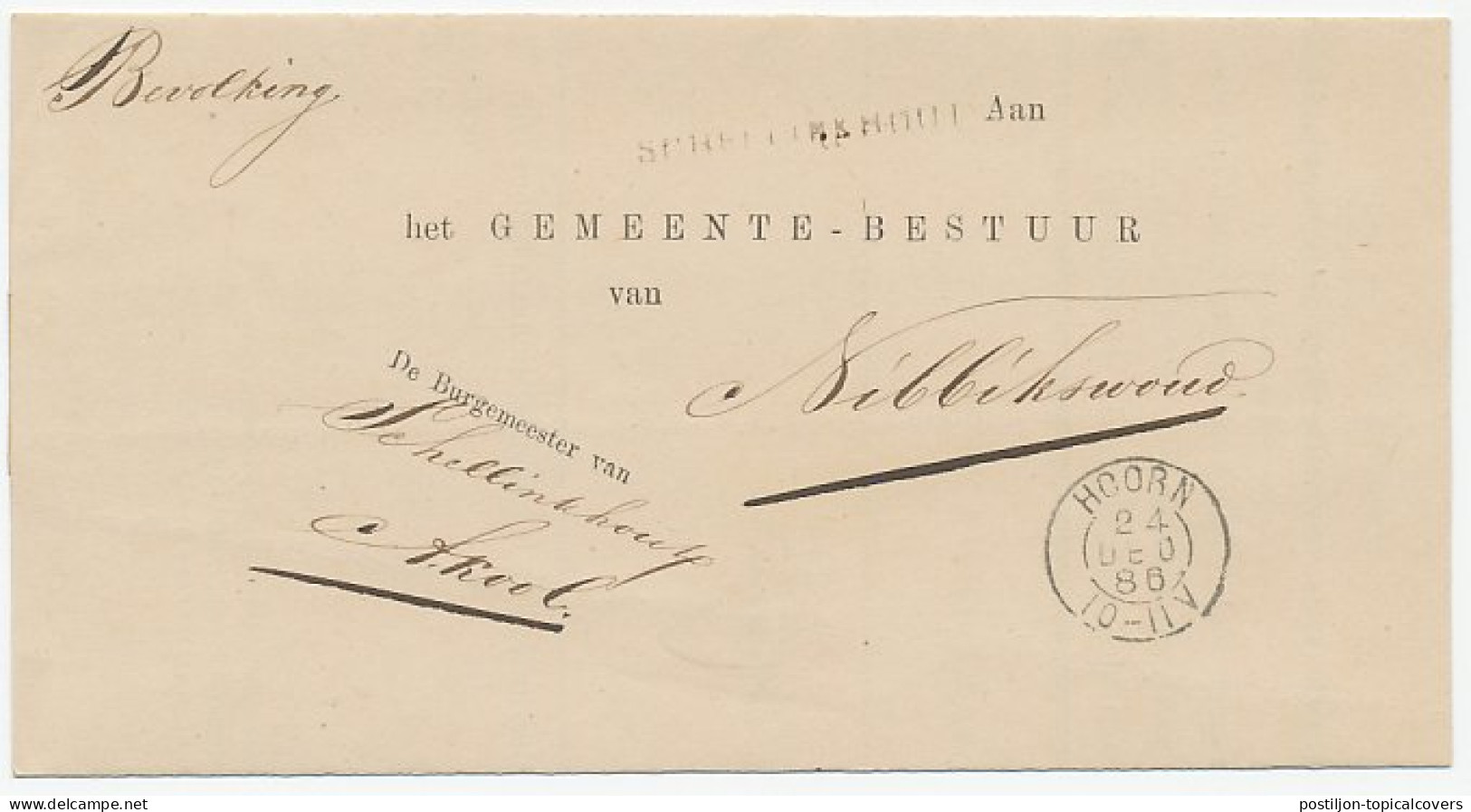 Naamstempel Schellinkhout 1886 - Storia Postale