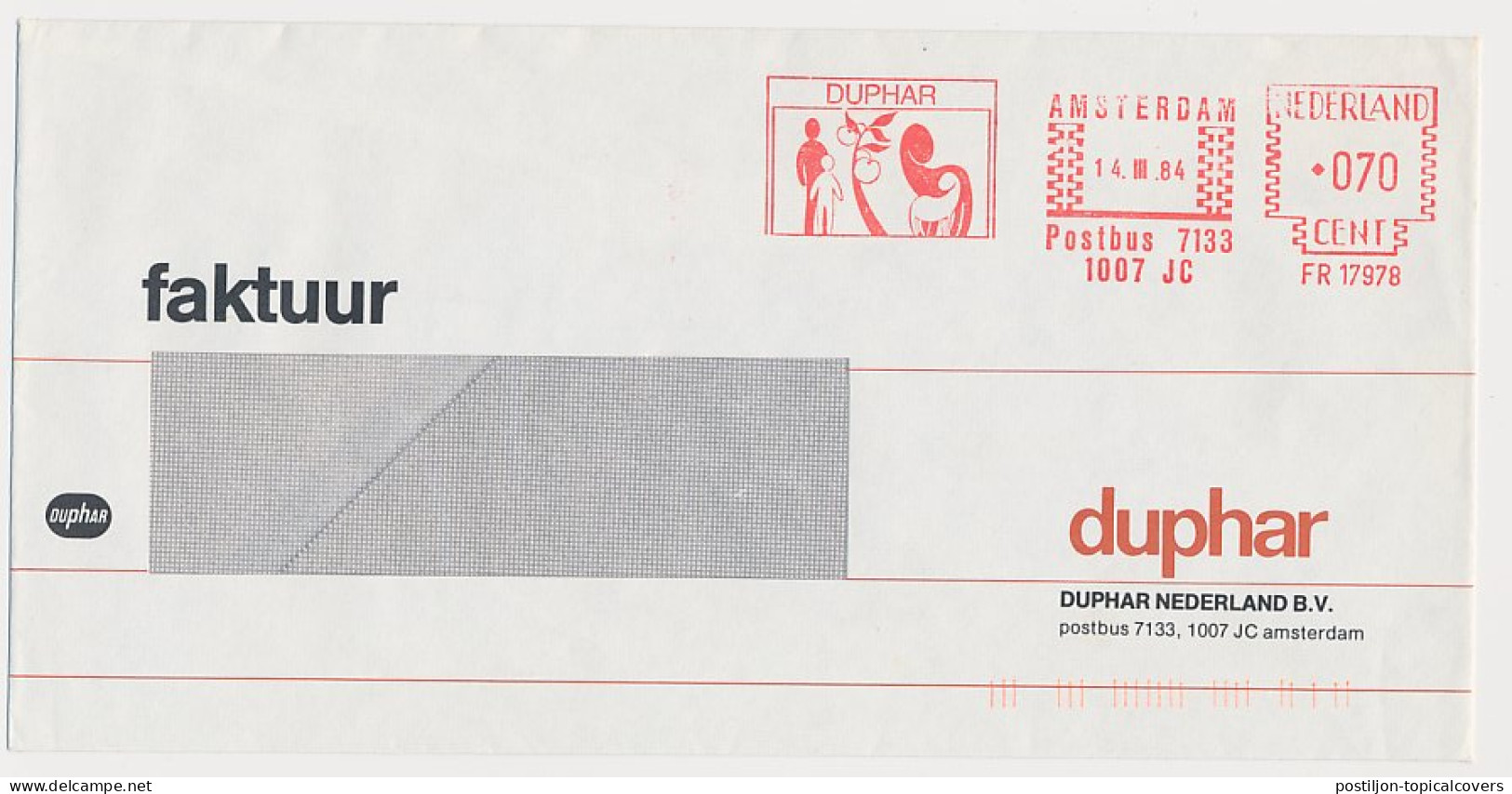 Meter Cover Netherlands 1984 Duphar - Pharmaceutical Factory - Apple - Pharmacy