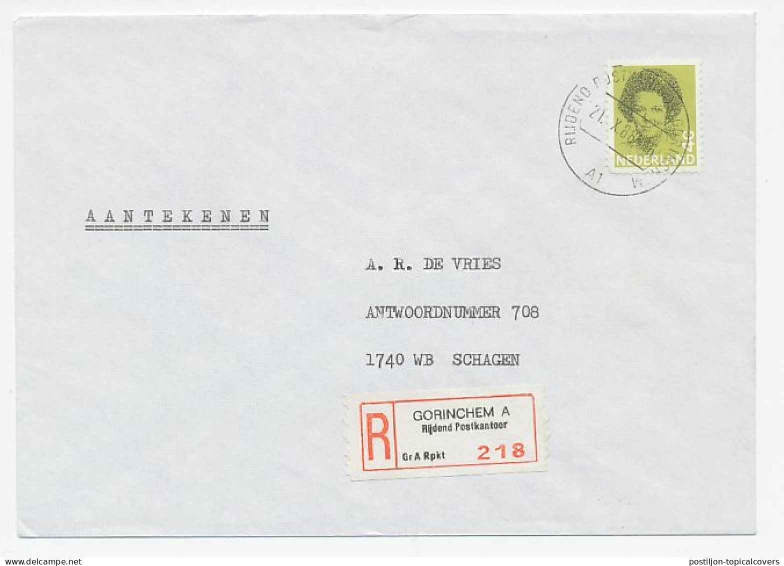 Em. Beatrix Aangetekend Gorinchem A Rijdend Postkantoor 1988 - Unclassified