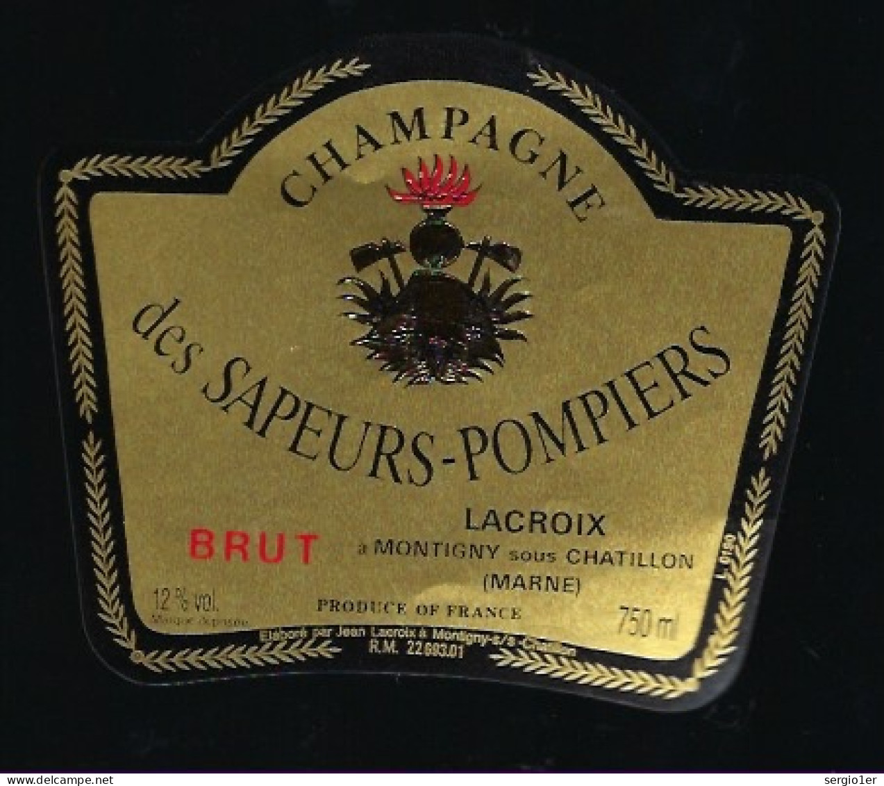 Etiquette Champagne  Brut  Des Sapeurs Pompiers   Lacroix Montigny Sous Chatillon  Marne 51 - Champagne