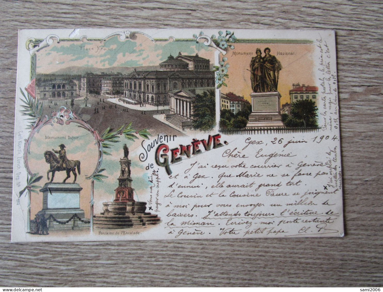 FANTAISIE ILLUSTREE SUISSE SOUVENIR DE GENEVE MULTI VUES - Genève