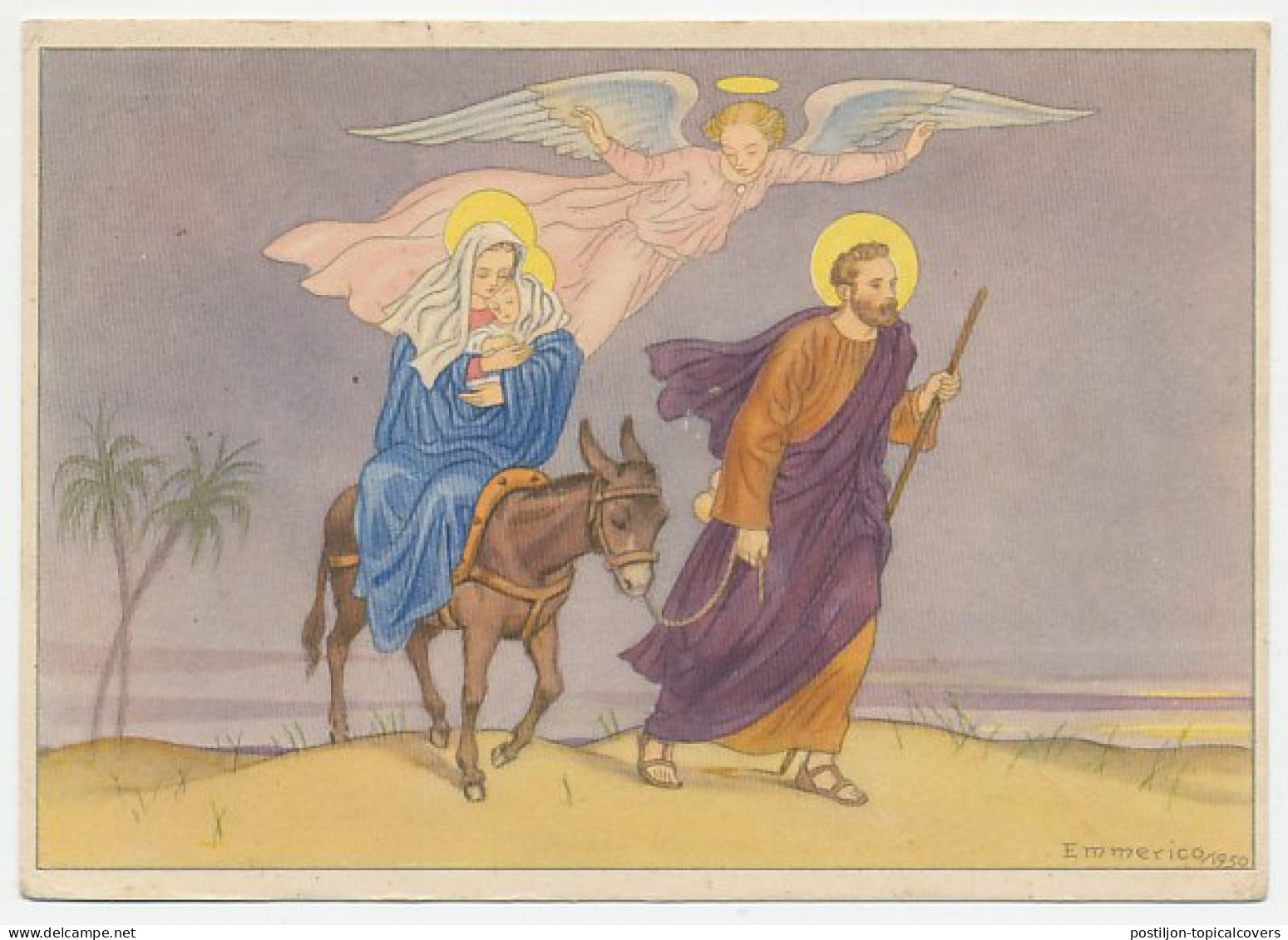 Postal Stationery Portugal 1951 Fled To Egypt - Jesus - Mary - Joseph - Navidad