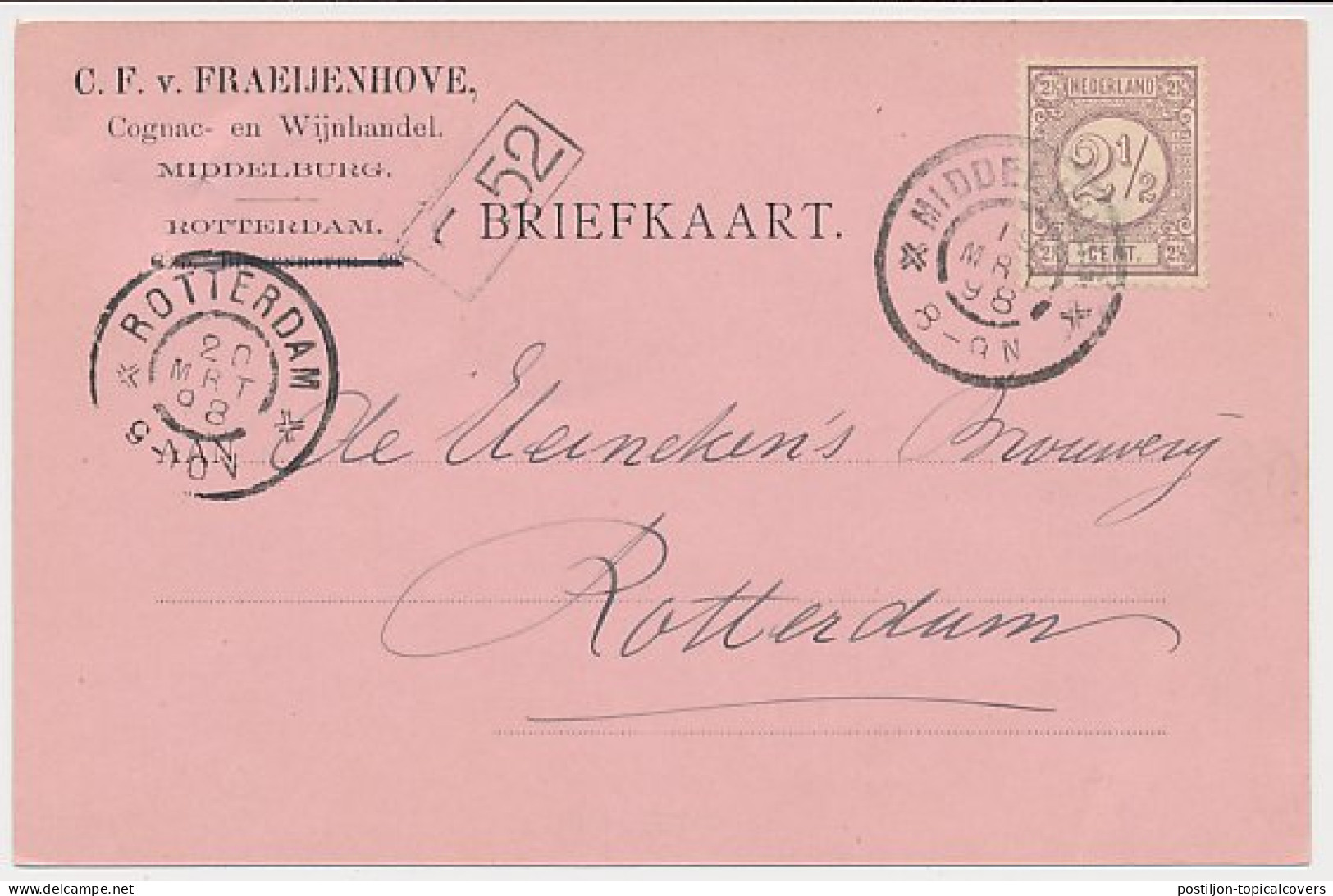 Firma Briefkaart Middelburg 1898 - Cognac- Wijnhandel - Non Classés