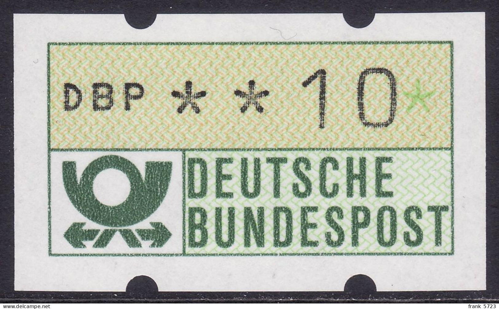 Bund: ATM MiNr. 1.1 Hv (Stern Nach Der Wertangabe Gelbgrün, Weisse Gummierung, Mit Zählnummer) Postfrisch ** - Timbres De Distributeurs [ATM]