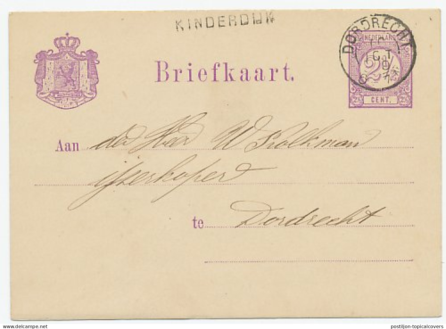 Naamstempel Kinderdijk 1879 - Cartas & Documentos