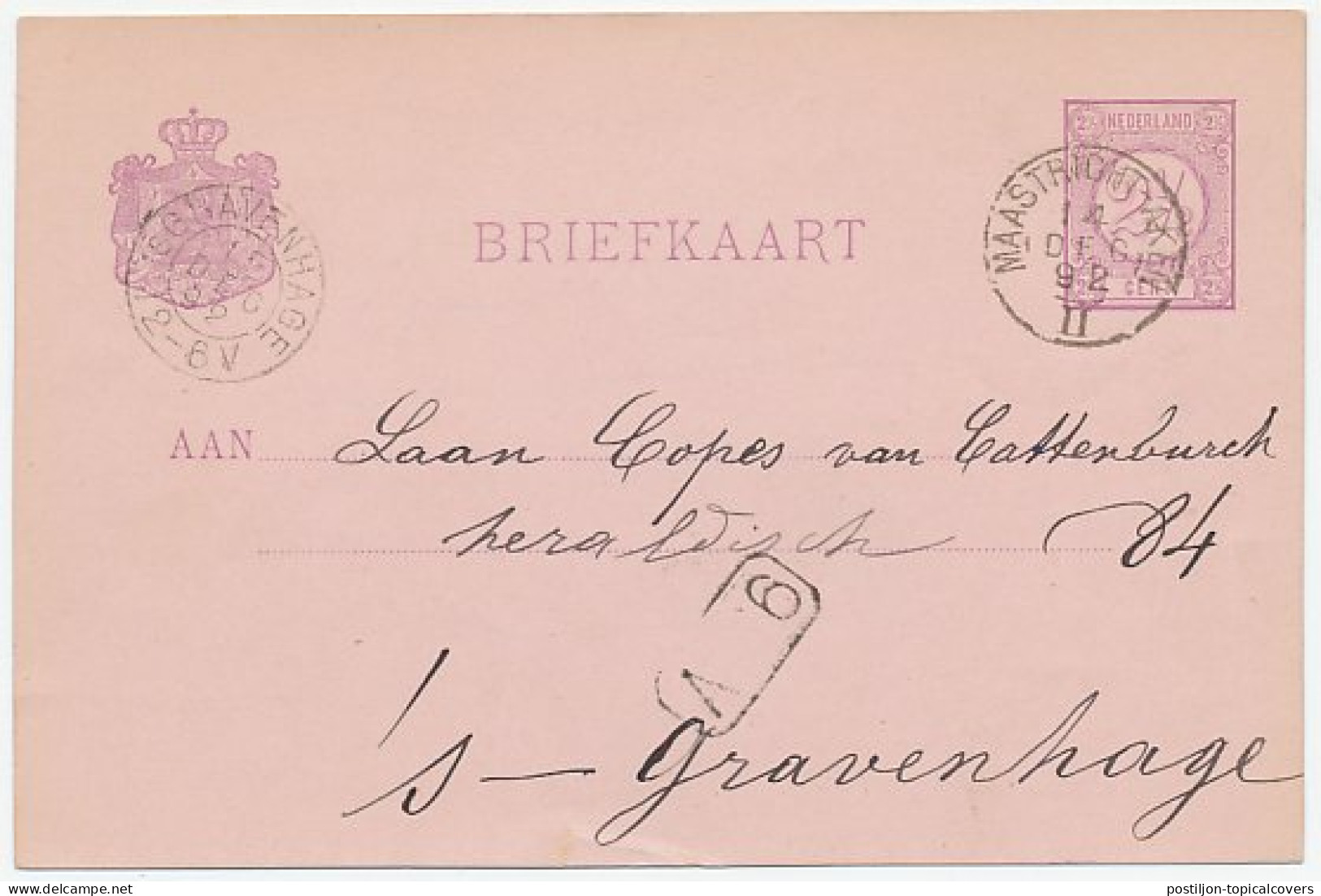 Trein Kleinrondstempel : Maastricht - Aken II 1892 - Storia Postale