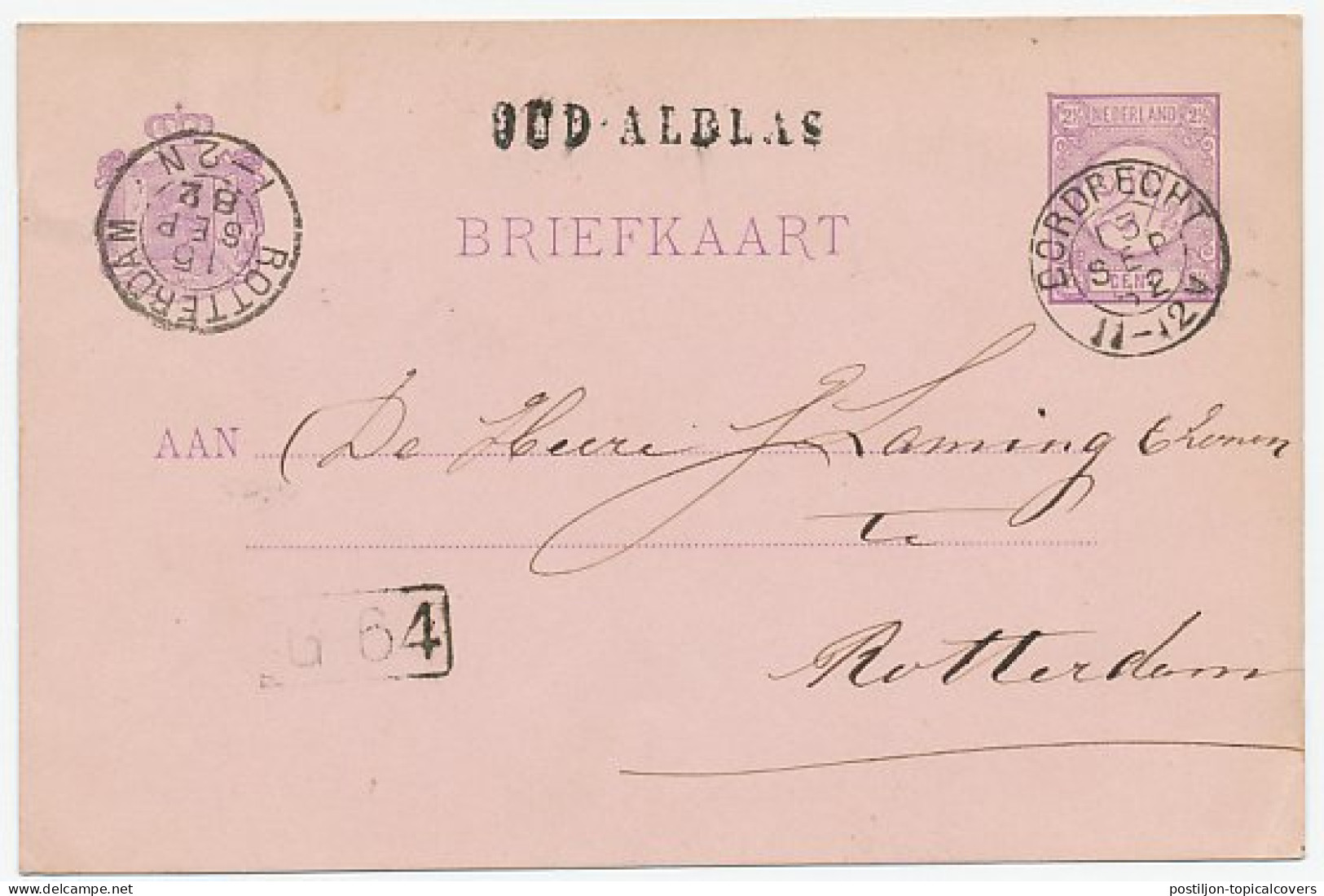 Naamstempel Oud - Alblas 1882 - Briefe U. Dokumente