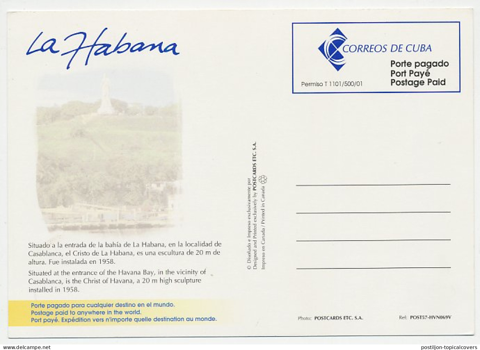 Postal Stationery Cuba Christ Of Havana - Altri & Non Classificati