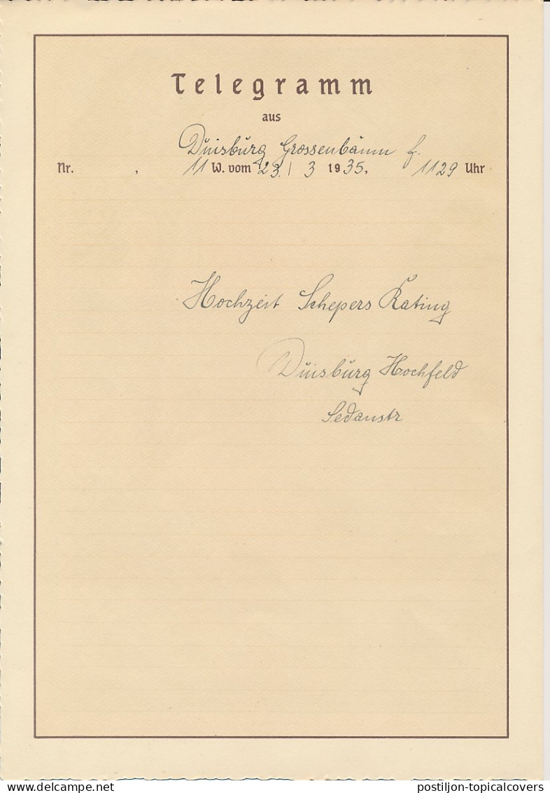 Telegram Germany 1935 - Schmuckblatt Telegramme Lake - Heather Landscape - Eagle - Zonder Classificatie