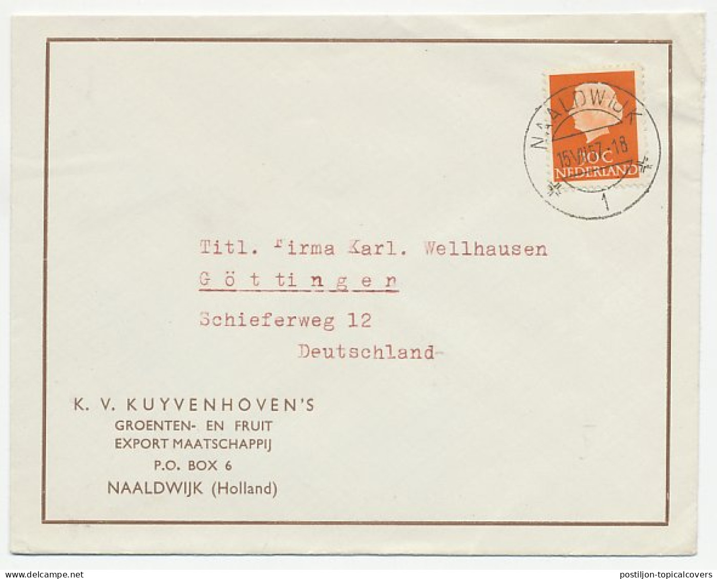 Firma Envelop Naaldwijk 1957 - Groeten / Fruit - Non Classés