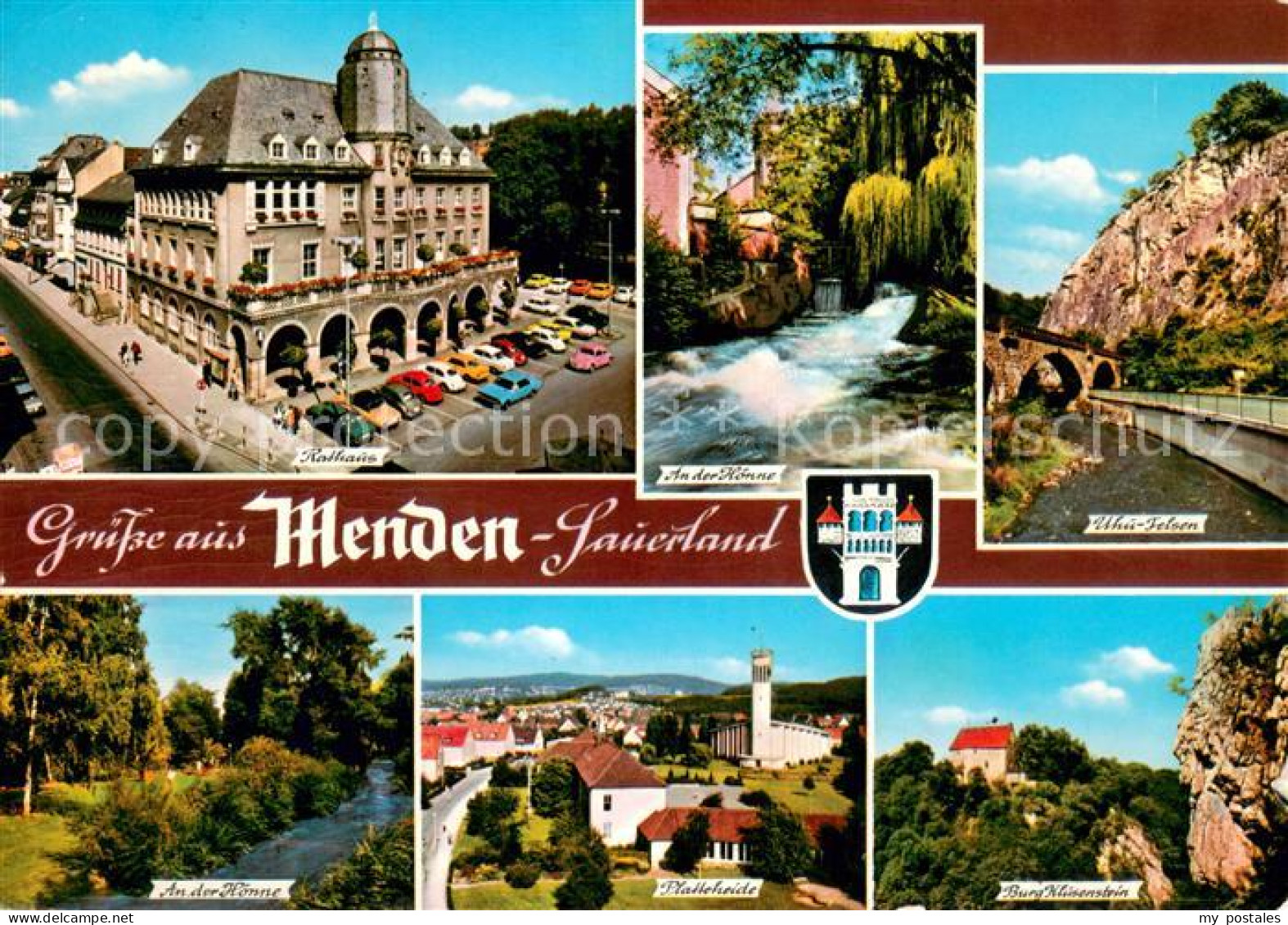 73671956 Menden Sauerland Rathaus An Der Hoenne Uhu Felsen Platteheide Burg Klus - Menden