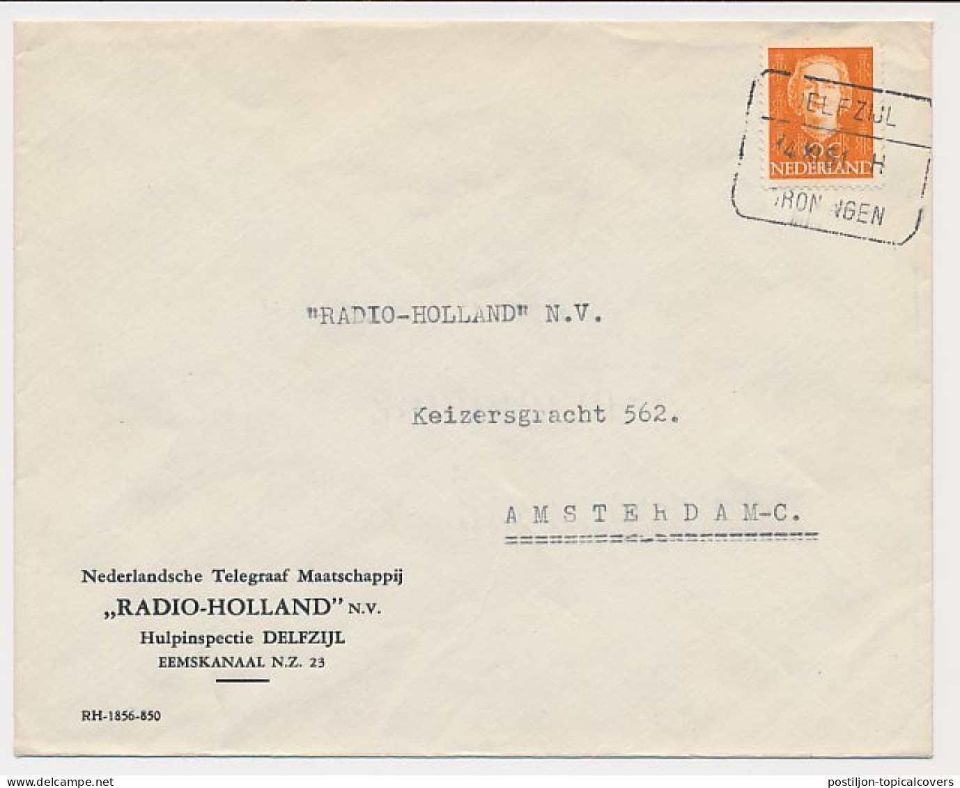 Treinblokstempel : Delfzijl - Groningen H 1951 - Non Classés