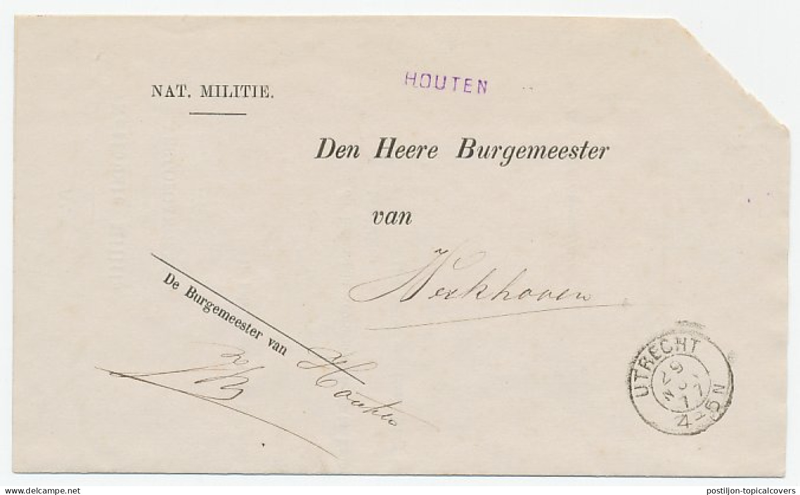 Naamstempel Houten 1877 - Covers & Documents