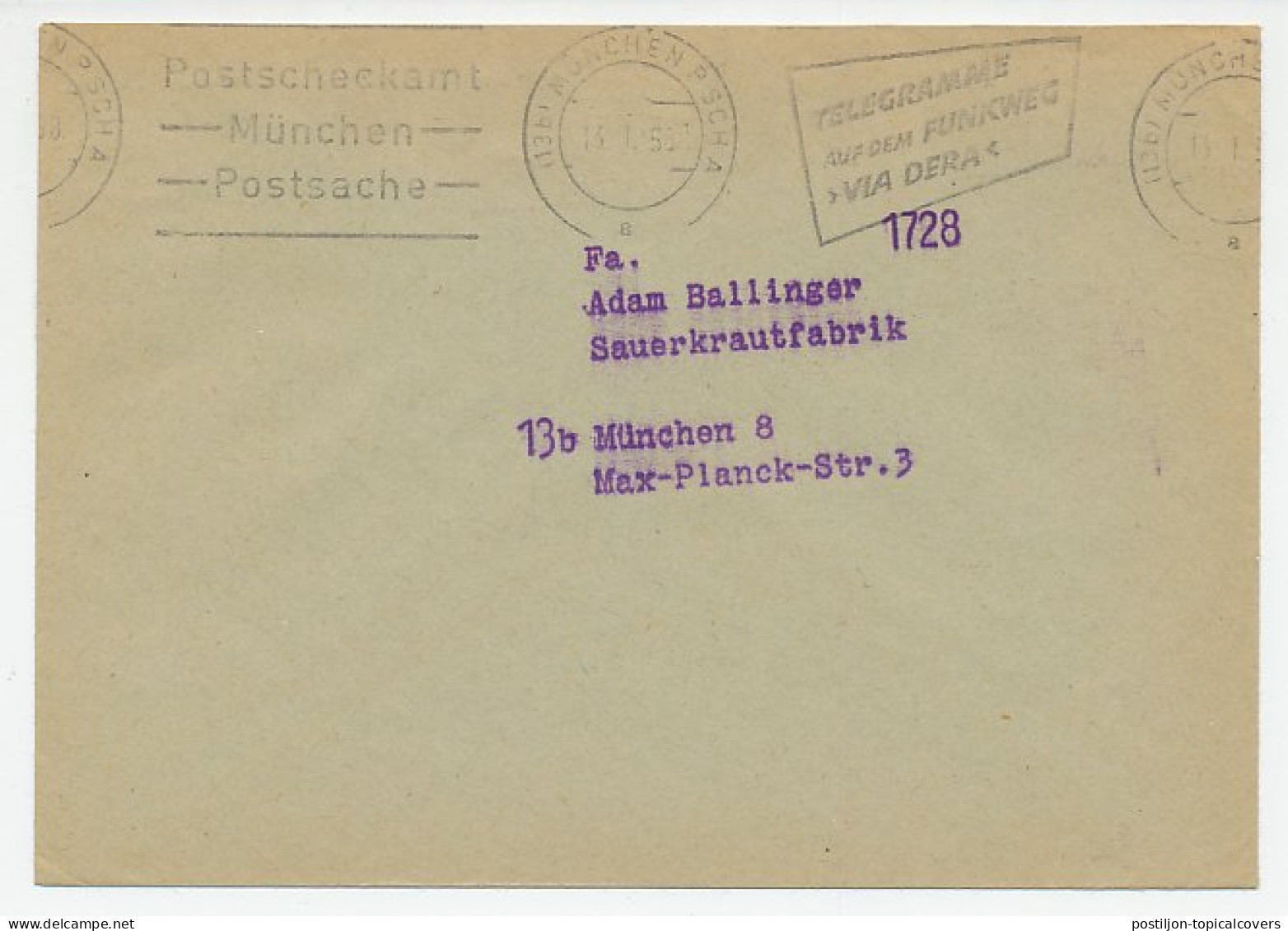 Postal Cheque Cover Germany 1958 Health Insurance  - Autres & Non Classés