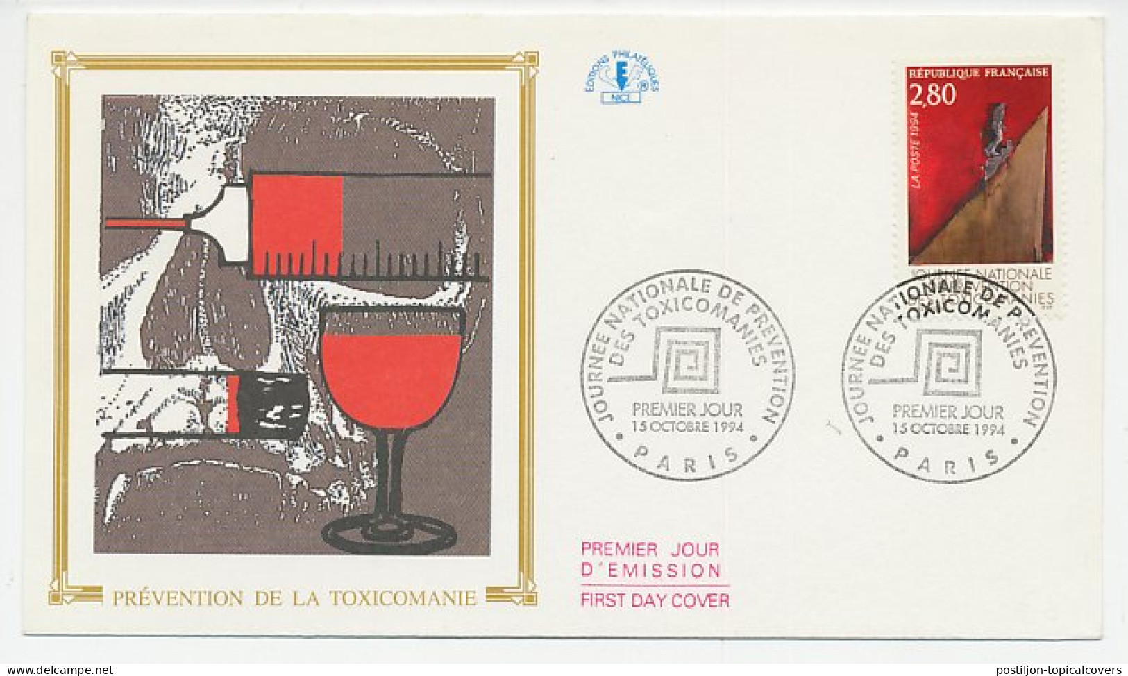 Cover / Postmark France 1994 Prevention Of Drug Addiction - Otros & Sin Clasificación