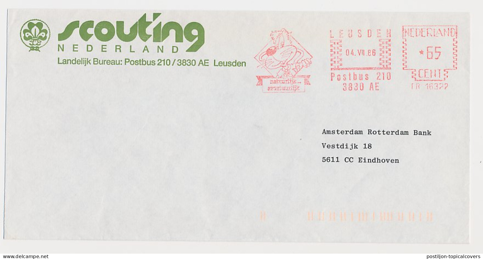 Meter Cover Netherlands 1986 Dutch Scouting - Naturally ...Adventurous - Other & Unclassified