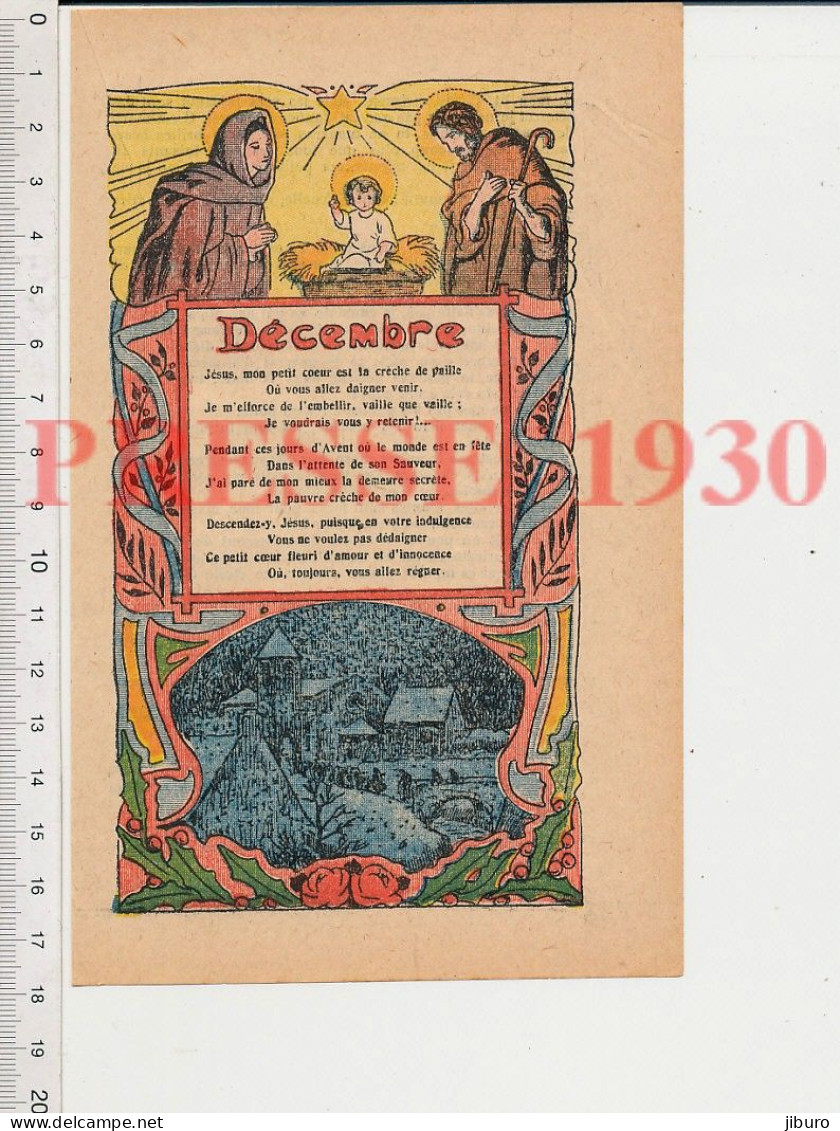 Gravure 1930 Mois De Décembre Crèche De Paille Petit Jésus ? Messe De Minuit ?? Prière - Ohne Zuordnung