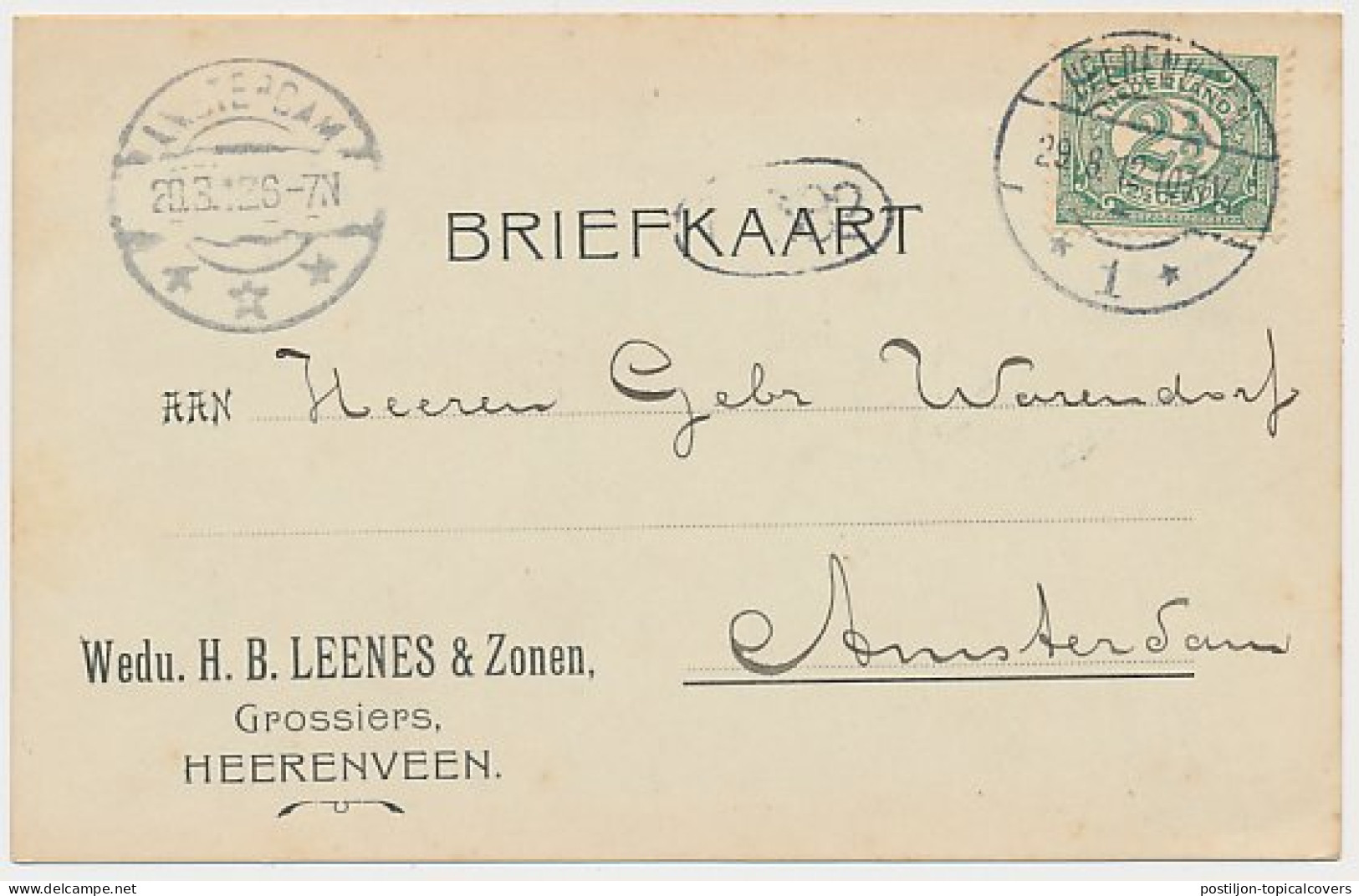 Firma Briefkaart Heerenveen 1912 - Grossiers - Non Classés