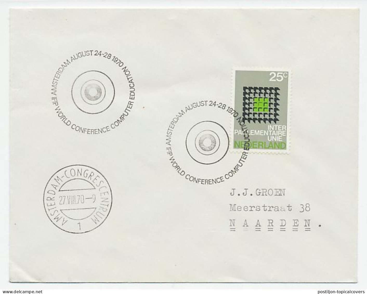 Cover / Postmark Netherlands 1970 World Conference Computer Education - Informática