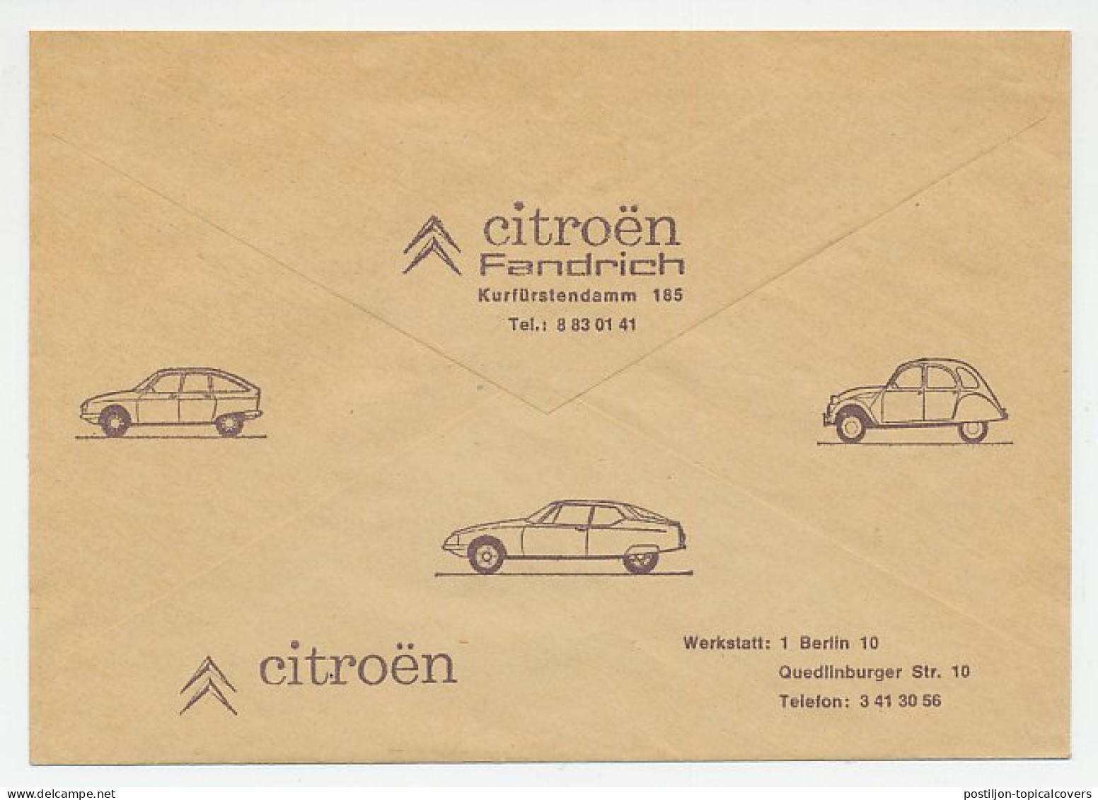 Postal Cheque Cover Germany ( 1972 ) Car - Citroën - DS - 2CV - Cars