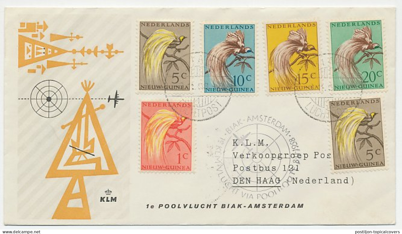 FFC / First Flight Cover Netherlands New Guinea 1958 Bird Of Paradise - Autres & Non Classés