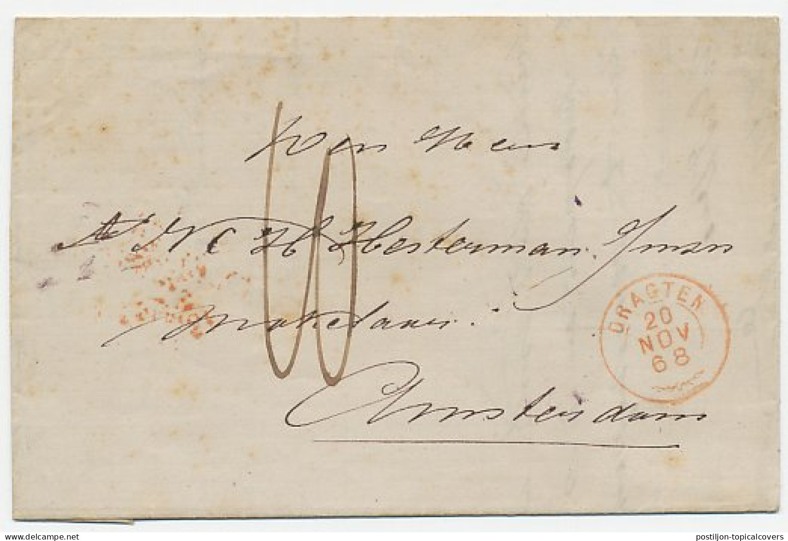Takjestempel Dragten 1868 - Storia Postale