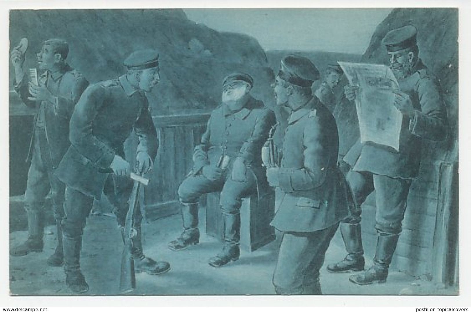 Fieldpost Postcard Germany 1917 Shaving - Shave - Razor - Newspaper - Pipe - WWI - Otros & Sin Clasificación