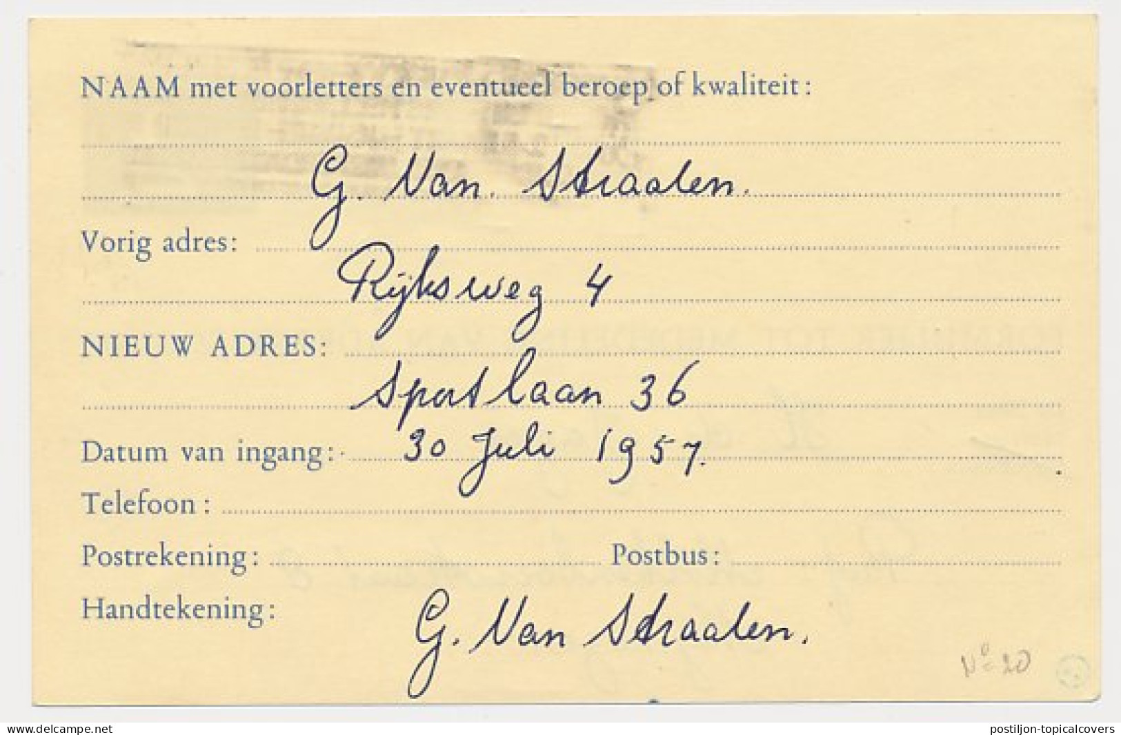 Verhuiskaart G. 24 Den Helder - Nijmegen 1957 - Postal Stationery