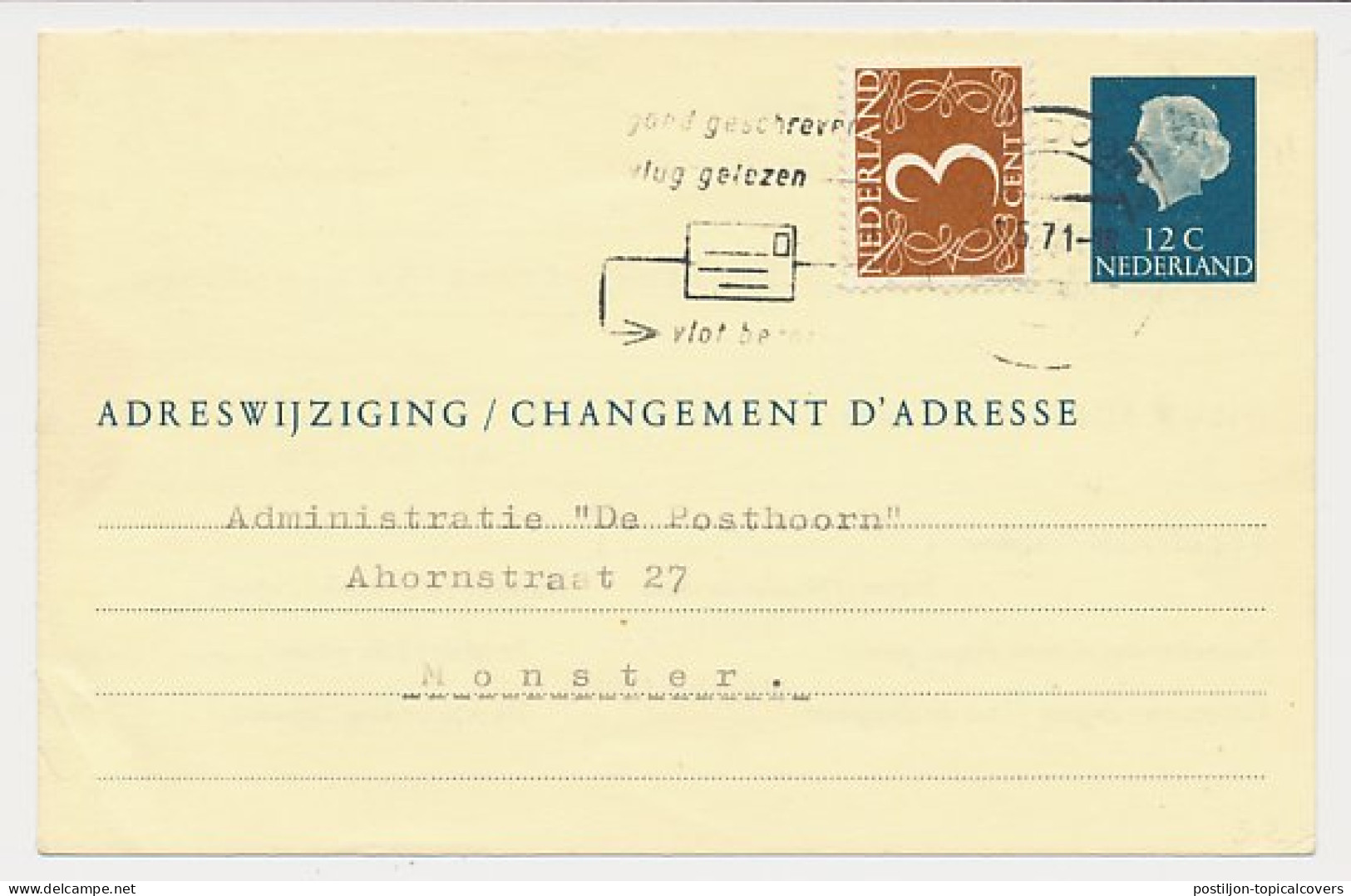 Verhuiskaart G. 35 Apeldoorn - Monster 1971 - Postal Stationery