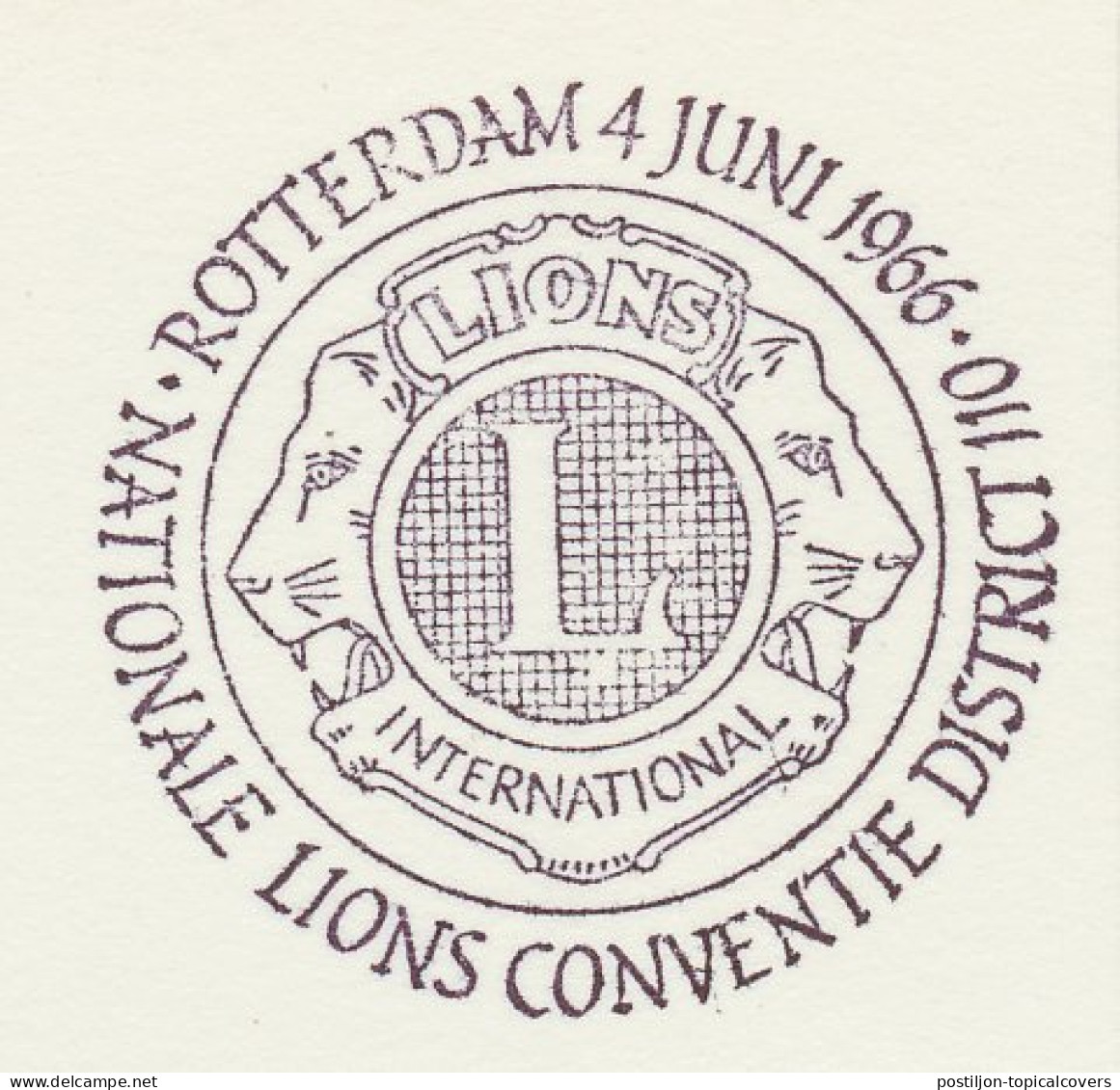 Postcard / Postmark Netherlands Lions International - Convention - Rotary, Club Leones