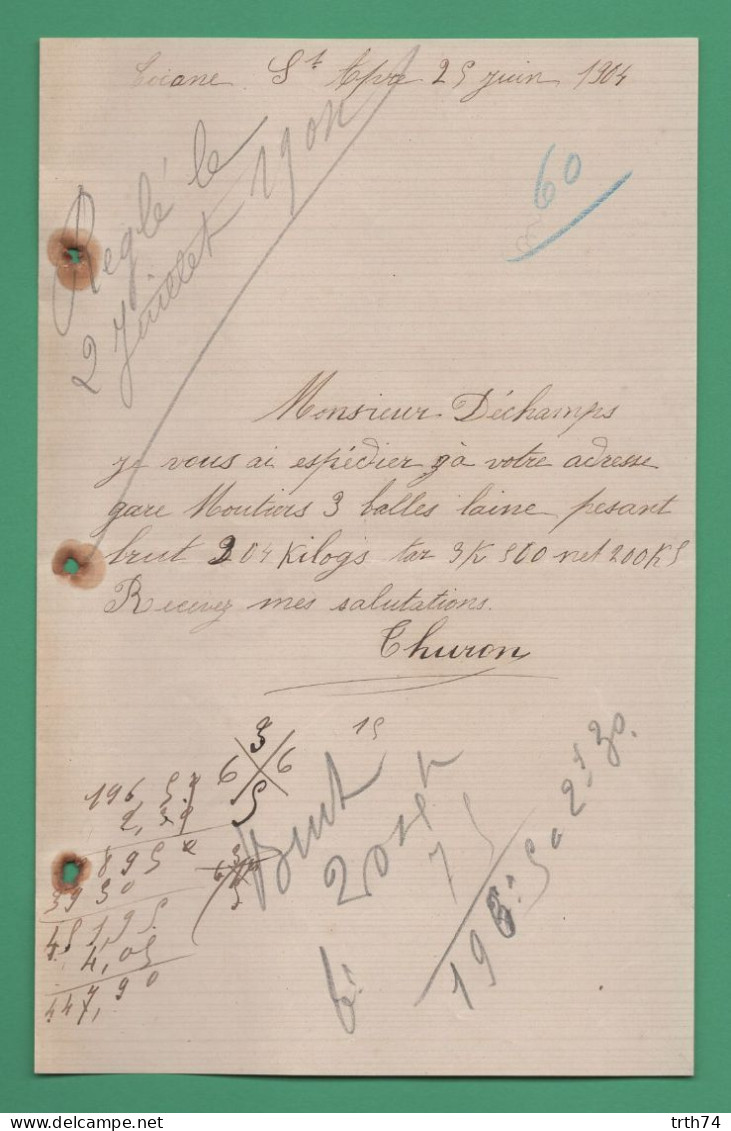 24 Tocane Saint Apre Mr Thuron 25 Juin 1904 ( Sujet  Expédition Balles De Laine ) - Autres & Non Classés