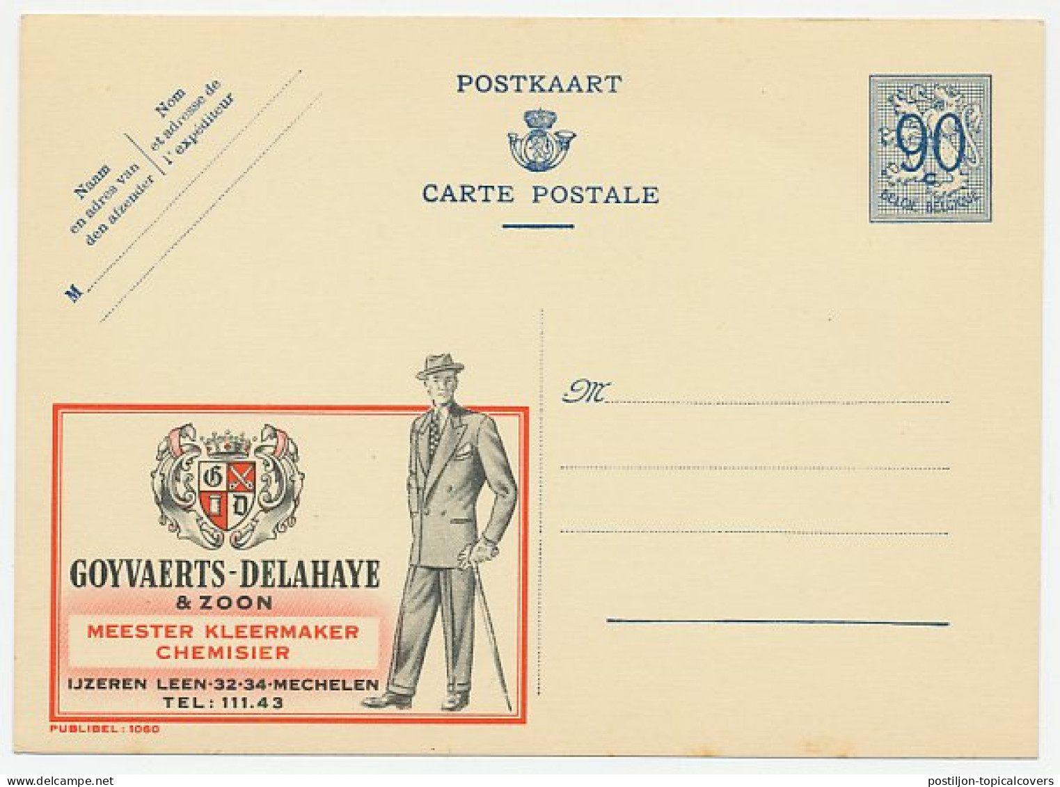 Publibel - Postal Stationery Belgium 1951 Clothing - Suit - Umbrella - Kostüme