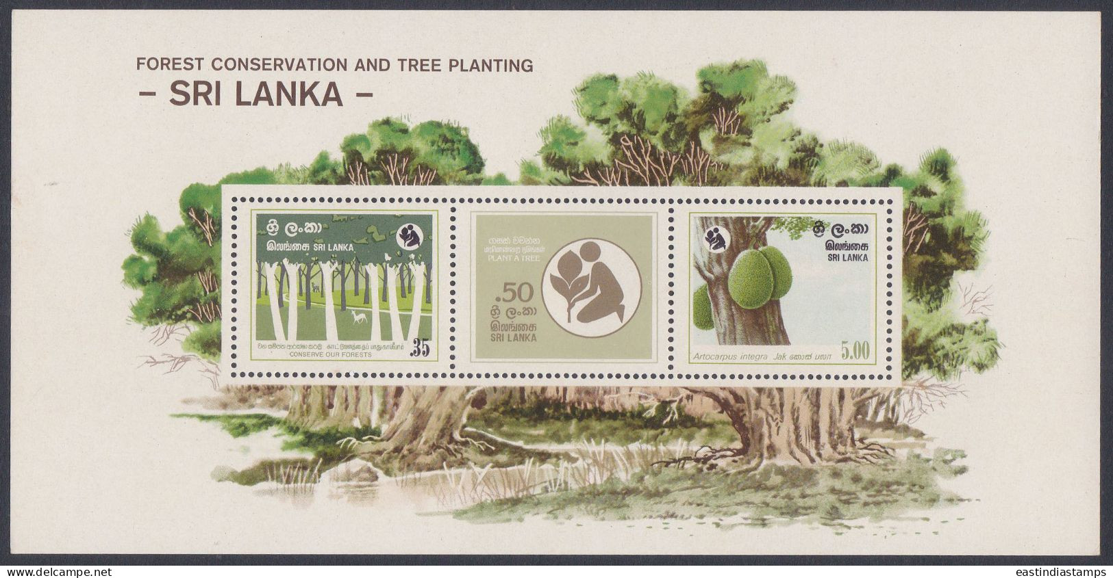 Sri Lanka Ceylon 1981 MNH MS Forest Conservation, Tree Planting, Trees, Nature, Miniature Sheet - Sri Lanka (Ceylon) (1948-...)