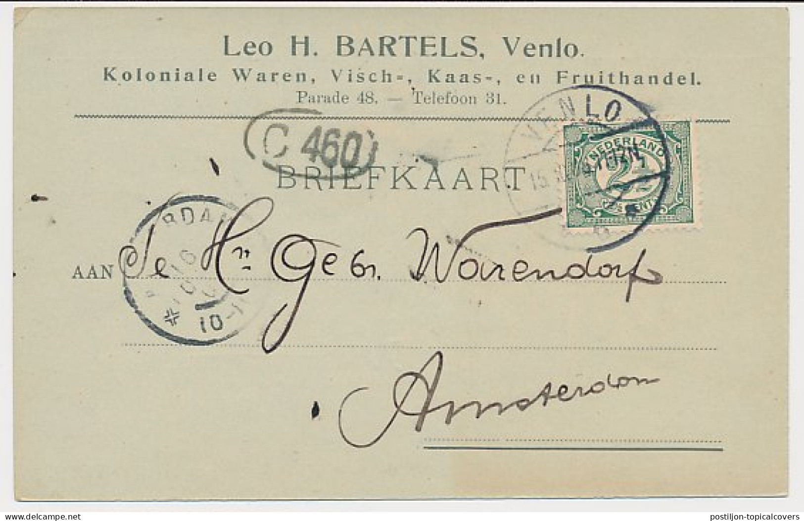 Firma Briefkaart Venlo 1908 - Vis- Kaas- Fruithandel - Non Classés