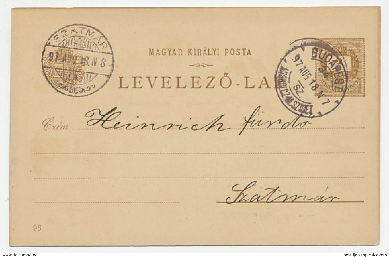 Postal Stationery Hungary 1896 Millennium Exhibition Budapest - Palace Of Communication - Ohne Zuordnung
