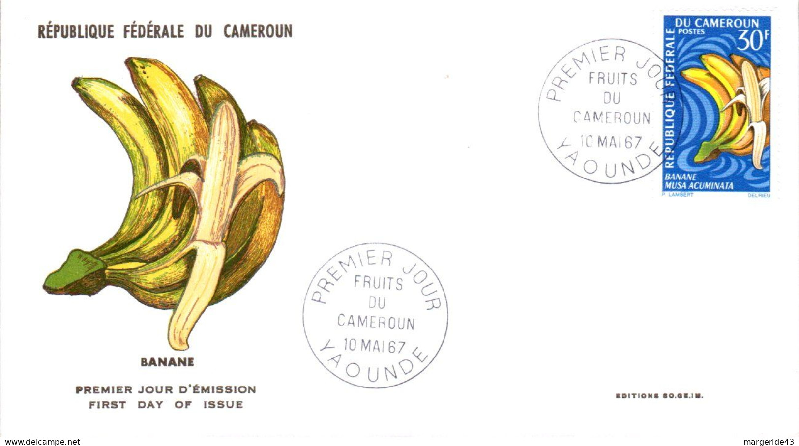 CAMEROUN  FDC 1967 FRUITS DU CAMEROUN - Cameroun (1960-...)