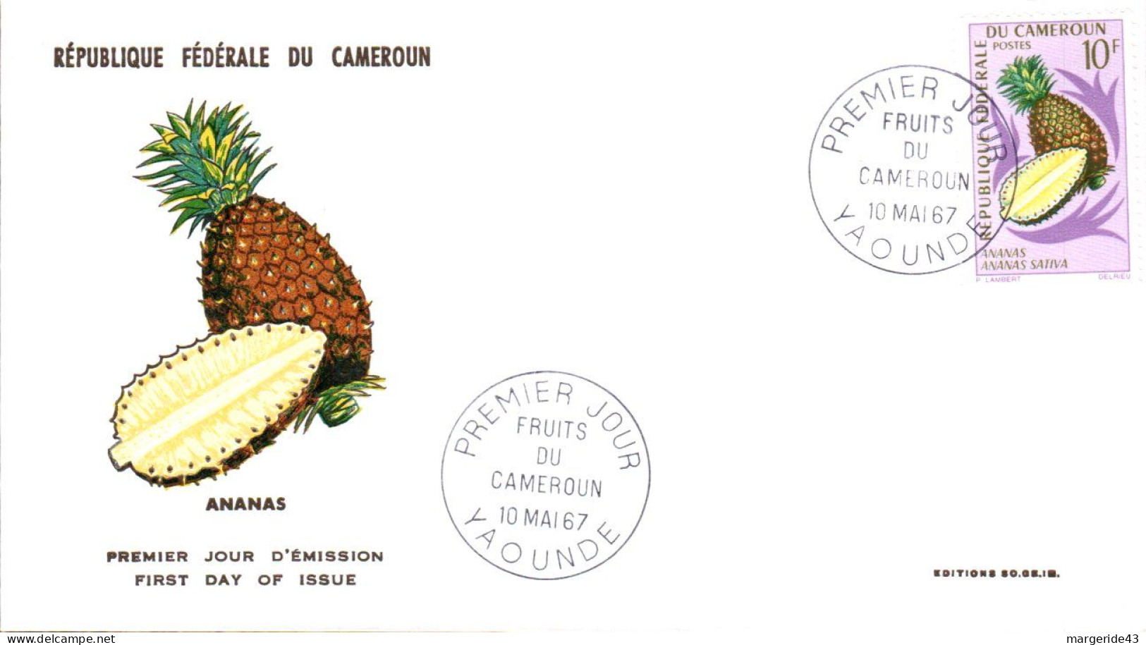 CAMEROUN  FDC 1967 FRUITS DU CAMEROUN - Kameroen (1960-...)