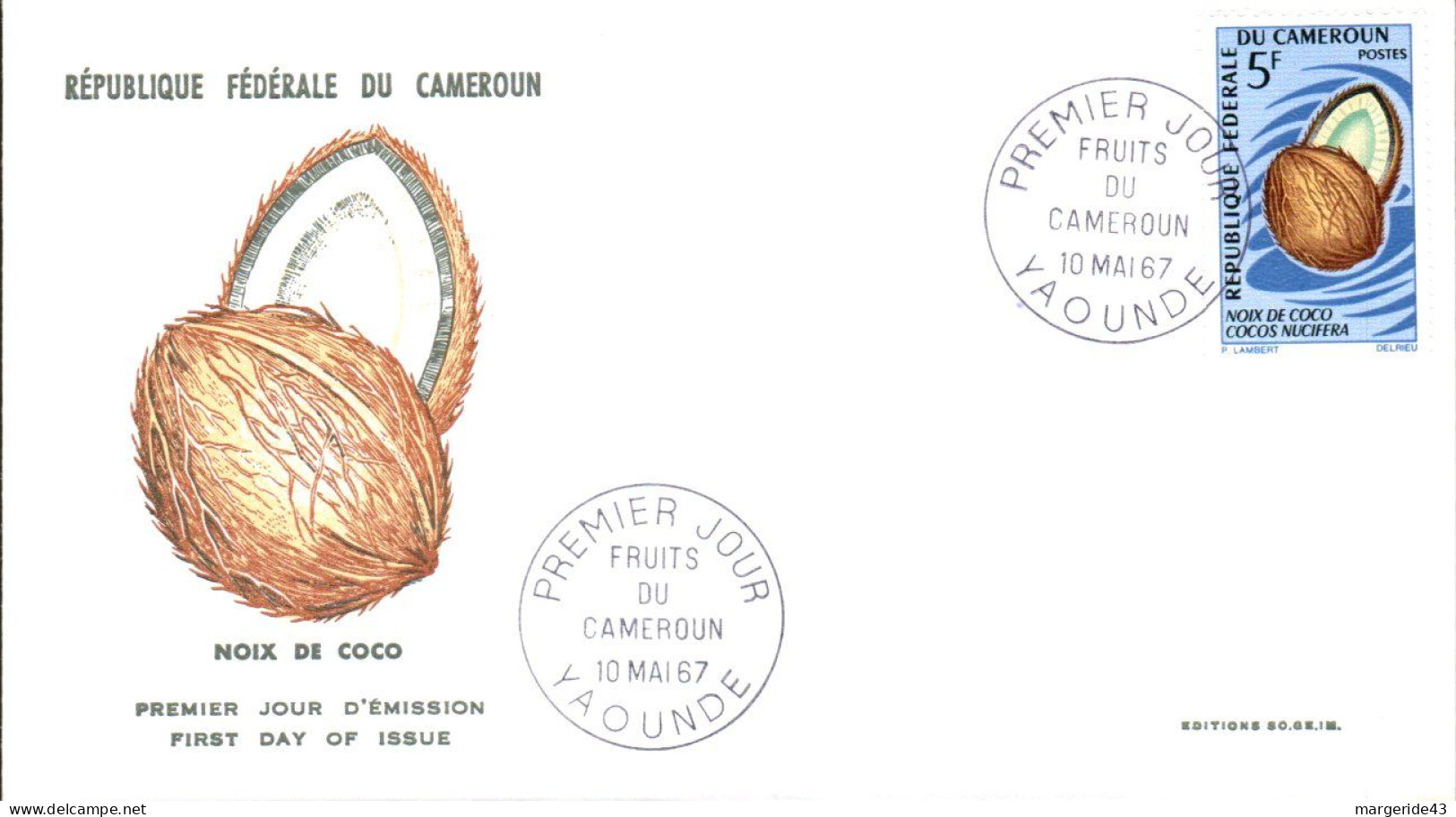 CAMEROUN  FDC 1967 FRUITS DU CAMEROUN